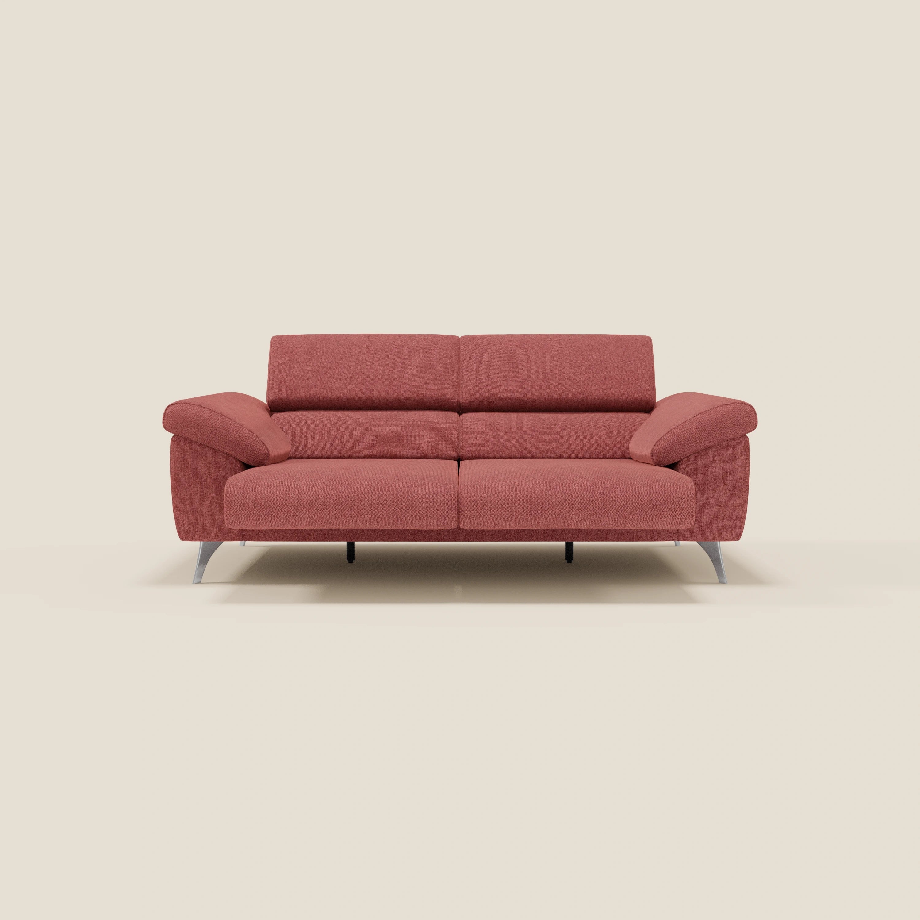 Donatello Sofa mit ausziehbaren Sitzen, Armlehnen mit Staufach und verstellbaren Kopfstützen aus abwaschbarem Stoff T23 Kirschrot