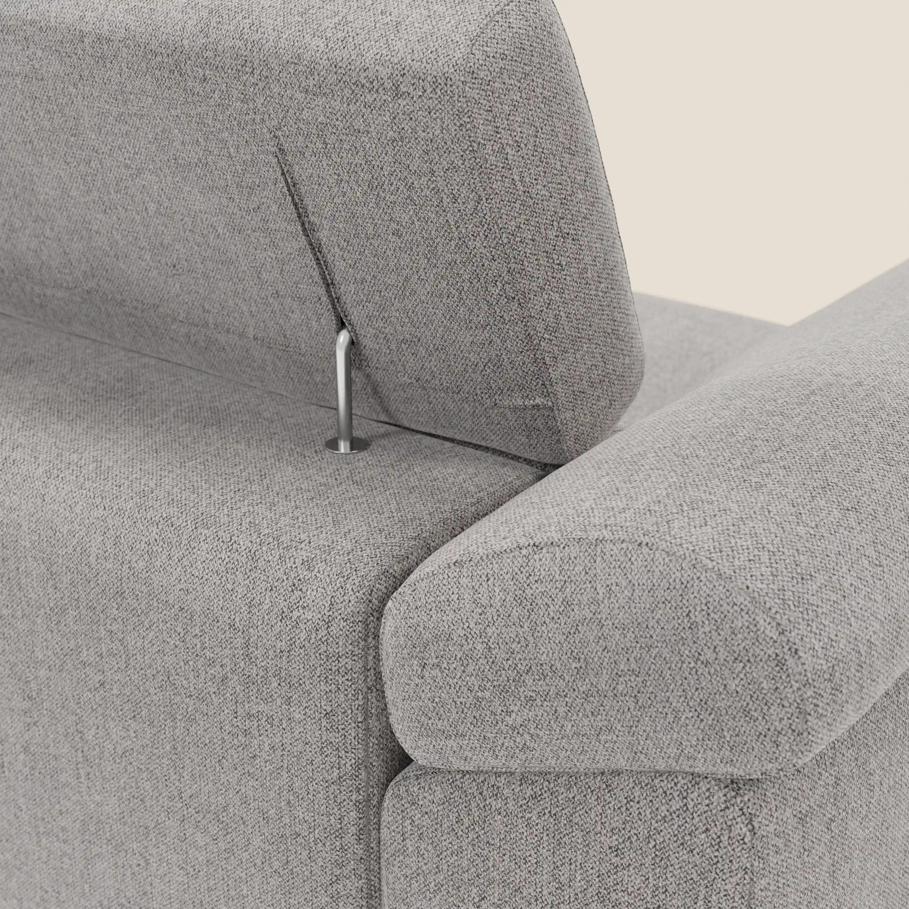 Donatello Ecksofa mit verschiebbaren Sitzen, Armlehnen mit Stauraum und Kopfstütze aus weichem, abwaschbarem Stoff T23 grau