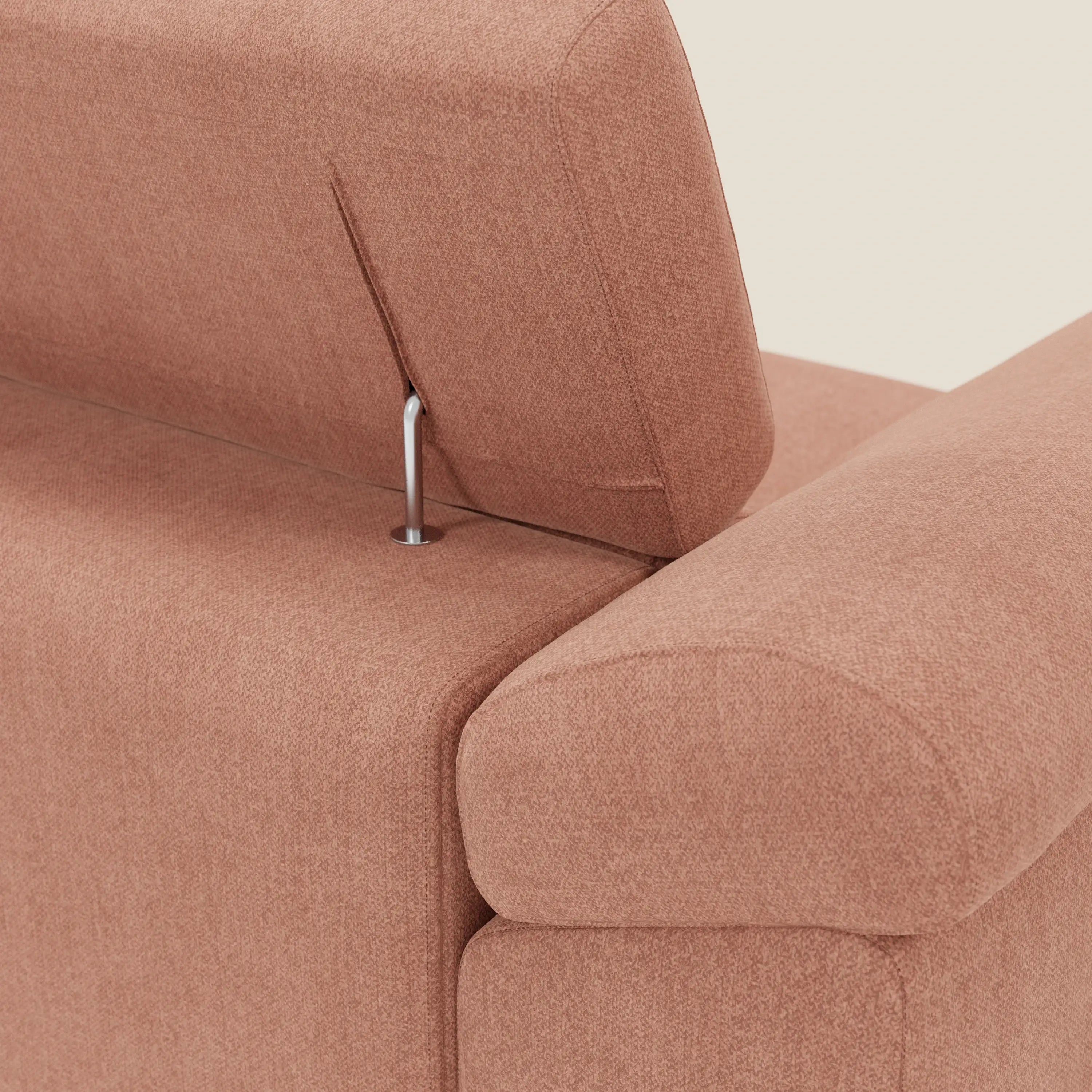 Donatello Ecksofa mit verschiebbaren Sitzen, Armlehnen mit Stauraum und Kopfstütze aus weichem, abwaschbarem Stoff T23 pfirsich