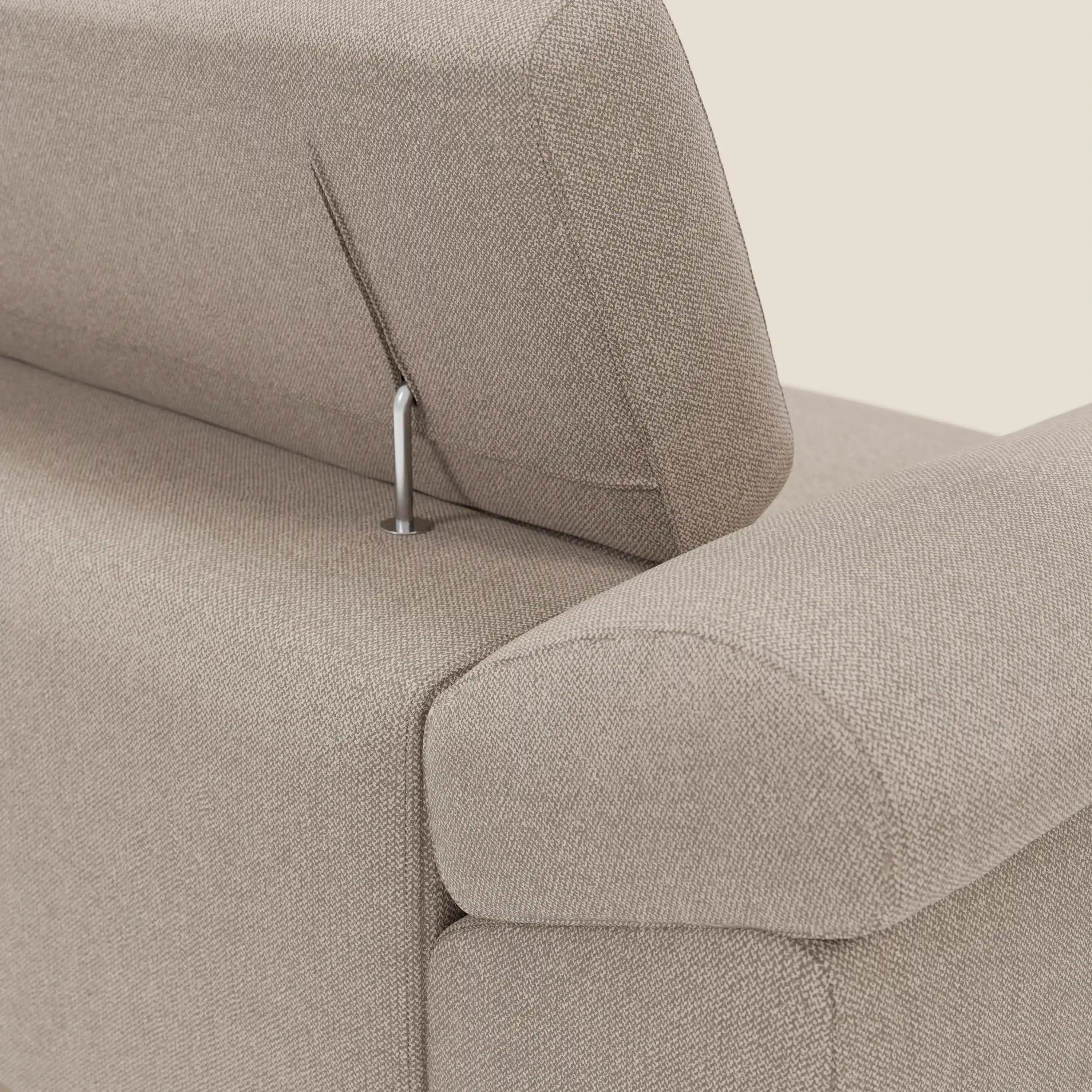 Donatello Sofa mit ausziehbaren Sitzen, Armlehnen mit Staufach und verstellbaren Kopfstützen aus abwaschbarem Stoff T23 graubeige