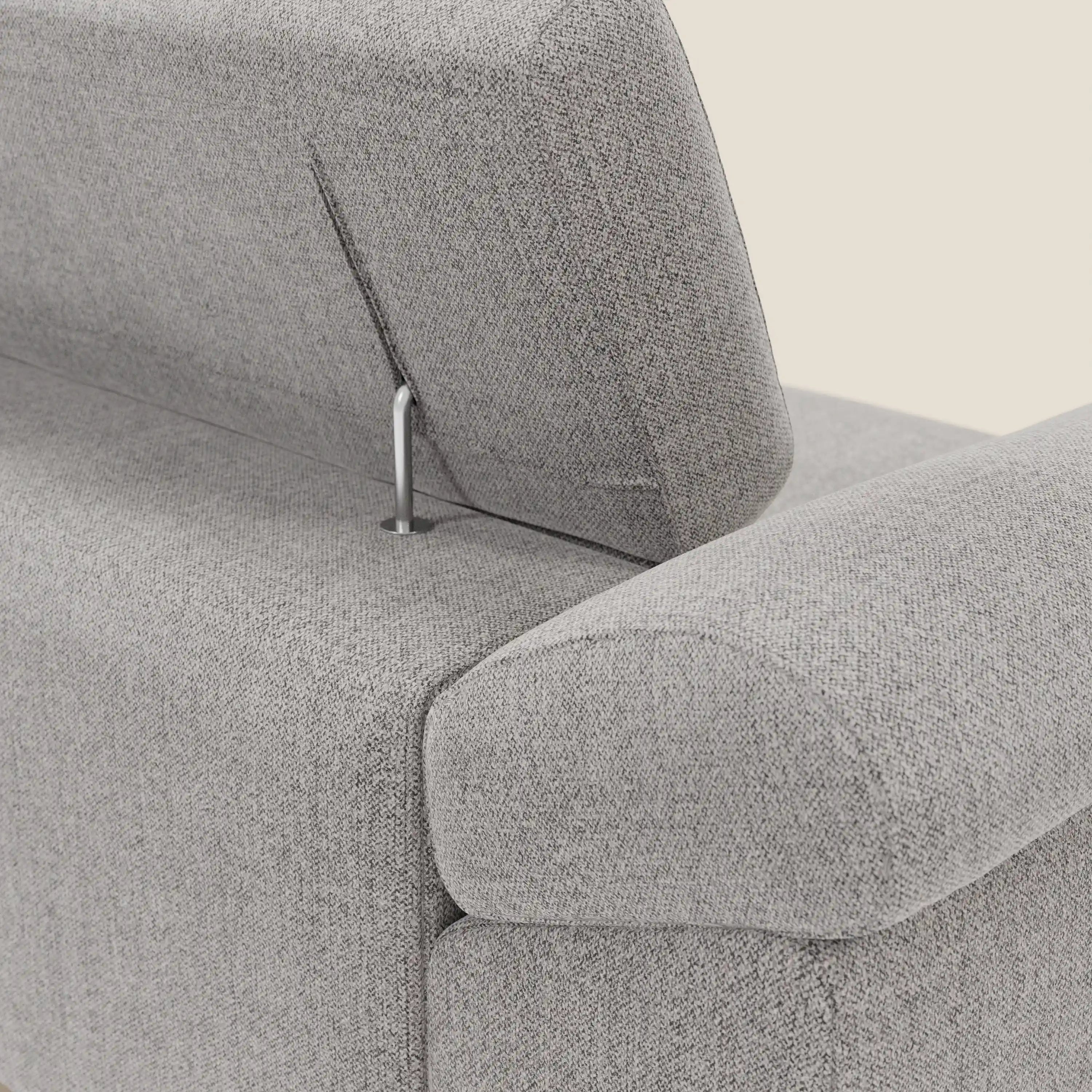 Donatello Sofa mit ausziehbaren Sitzen, Armlehnen mit Staufach und verstellbaren Kopfstützen aus abwaschbarem Stoff T23 Grau