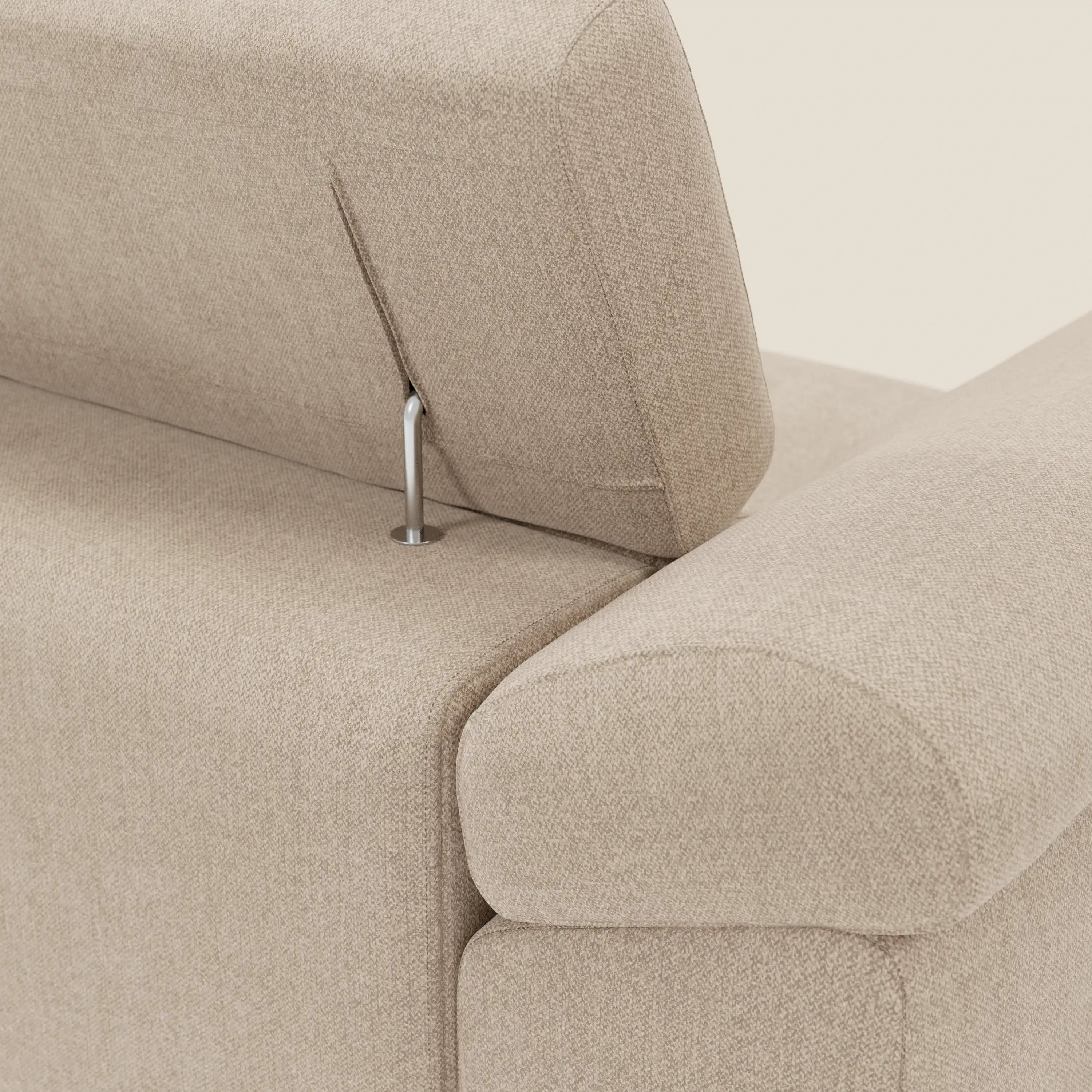 Donatello Ecksofa mit verschiebbaren Sitzen, Armlehnen mit Stauraum und Kopfstütze aus weichem, abwaschbarem Stoff T23 beige
