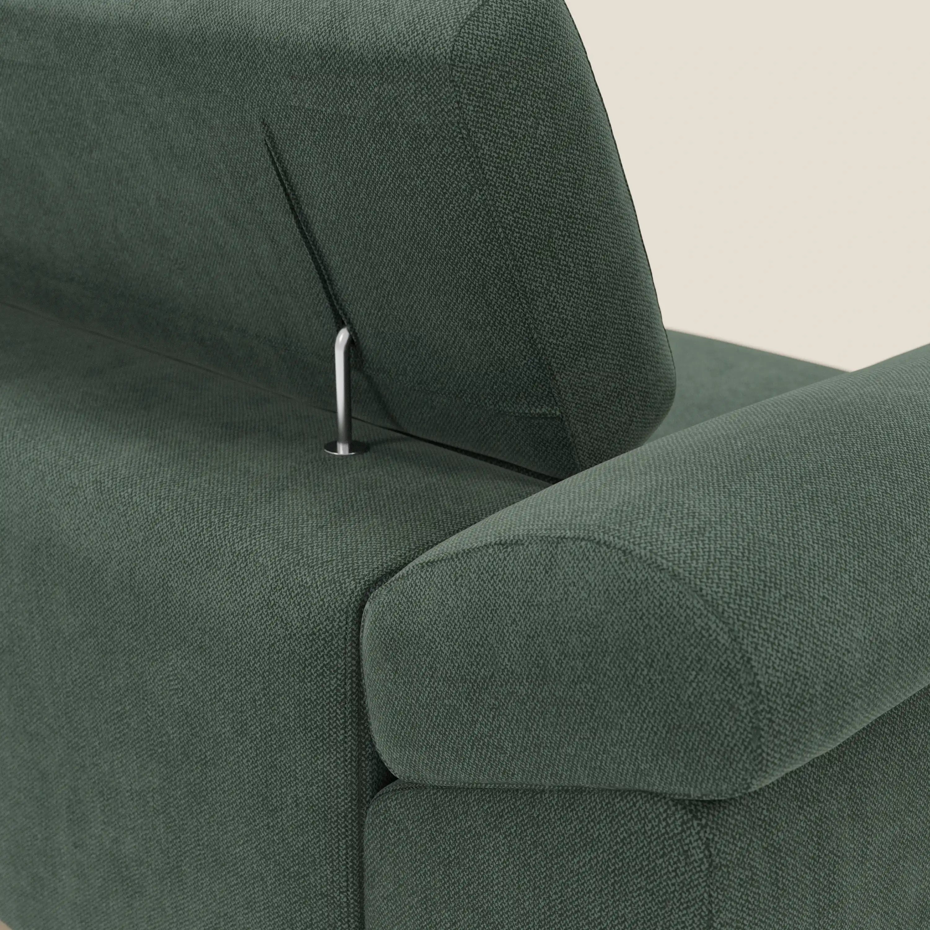 Donatello Sofa mit ausziehbaren Sitzen, Armlehnen mit Staufach und verstellbaren Kopfstützen aus abwaschbarem Stoff T23 Grün