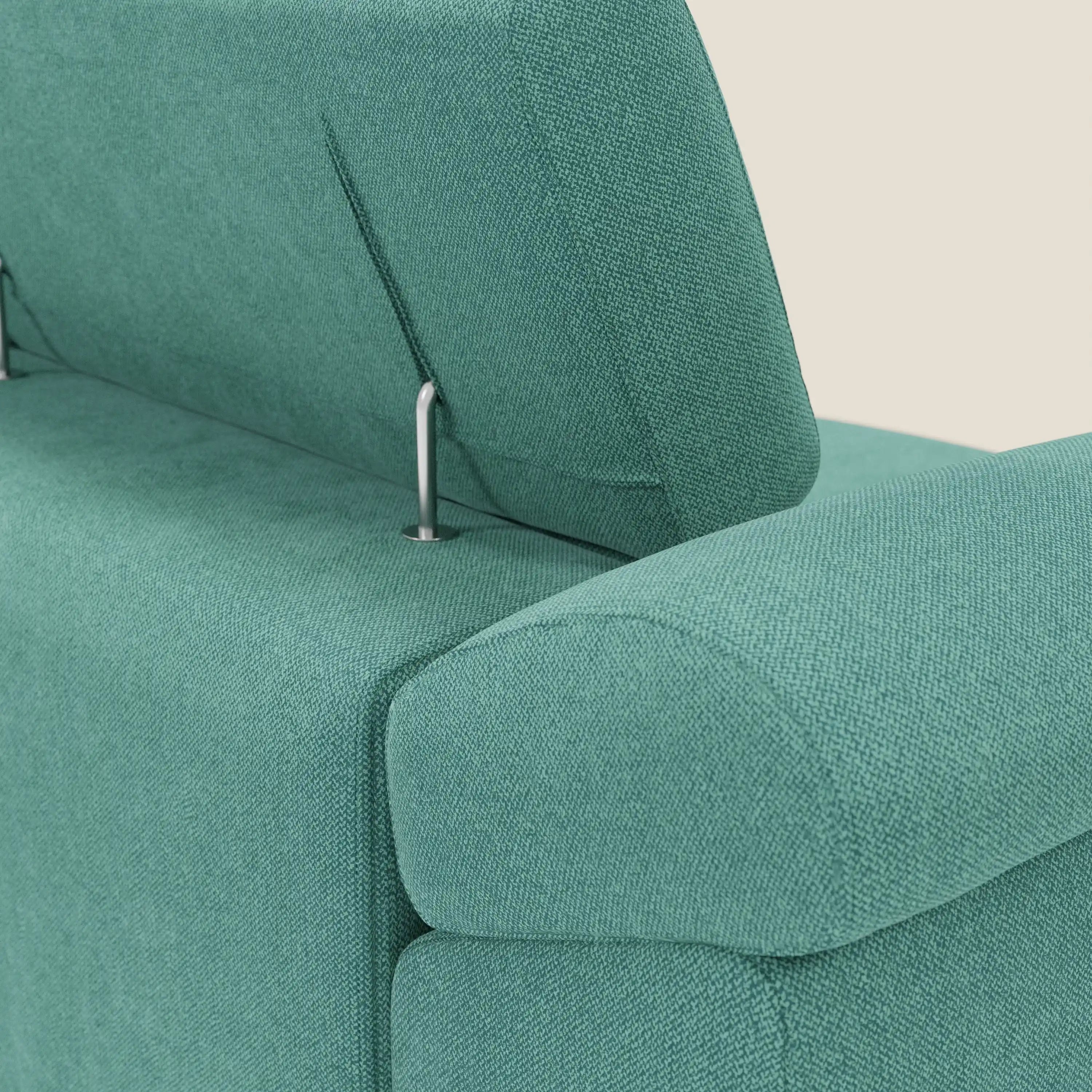 Donatello Sofa mit 3 ausziehbaren Sitzen, Armlehnen mit Staufach und verstellbaren Kopfstützen aus abwaschbarem Stoff T23 aquamarin