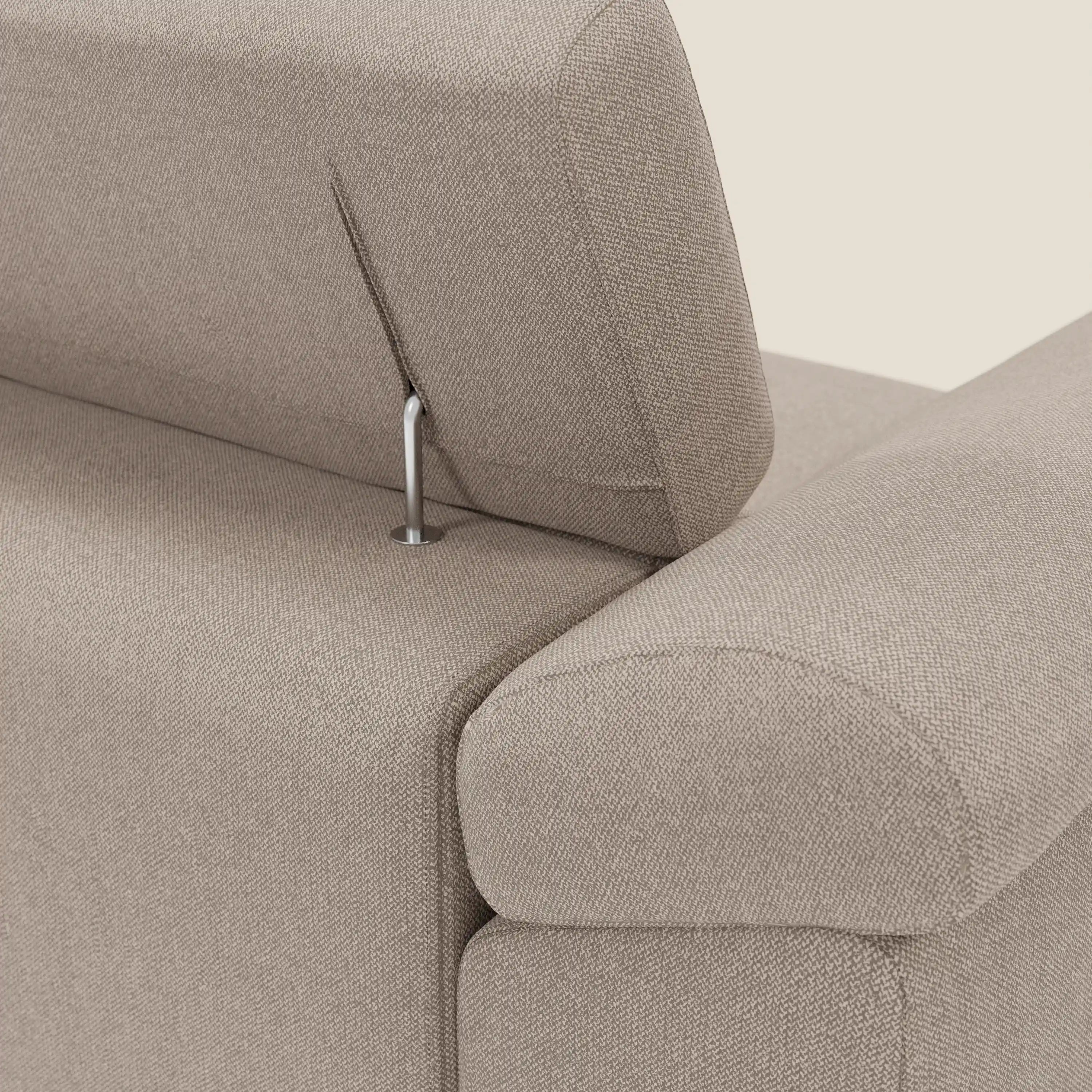 Donatello Ecksofa mit verschiebbaren Sitzen, Armlehnen mit Stauraum und Kopfstütze aus weichem, abwaschbarem Stoff T23 graubeige
