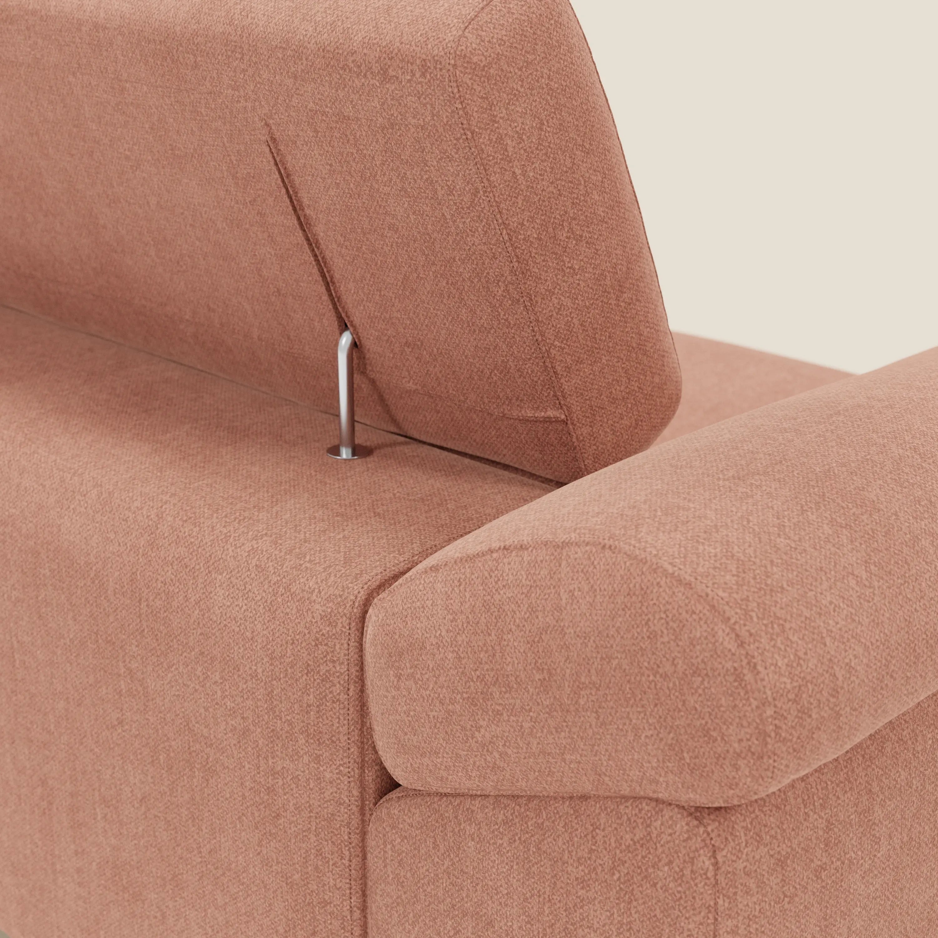 Donatello Sofa mit ausziehbaren Sitzen, Armlehnen mit Staufach und verstellbaren Kopfstützen aus abwaschbarem Stoff T23 Pfirsich