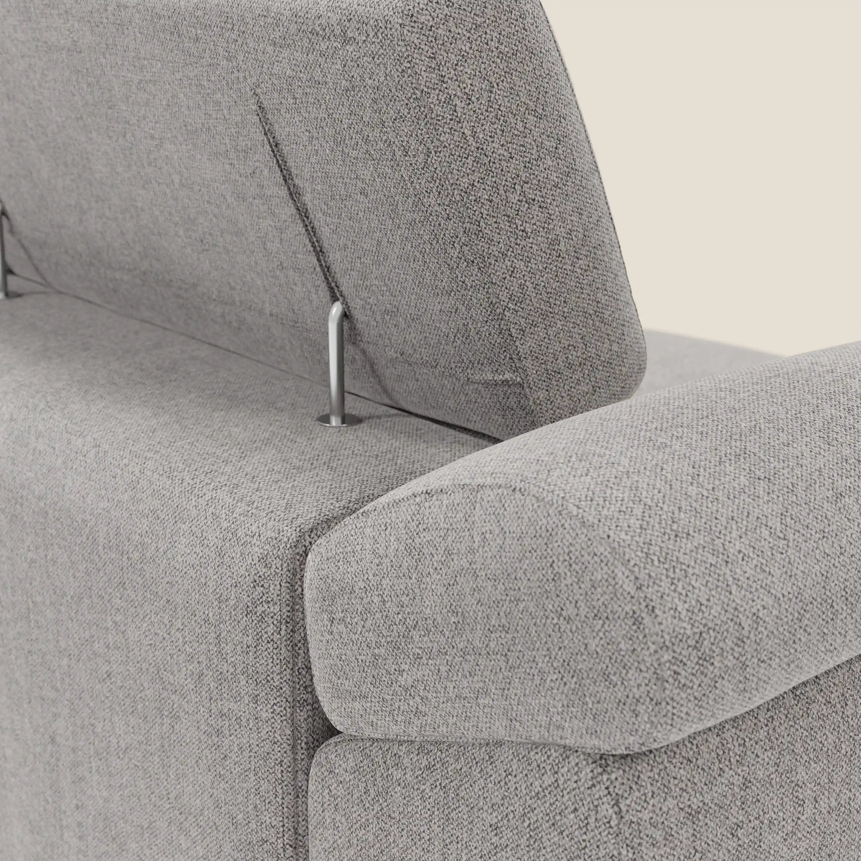Donatello Sofa mit 3 ausziehbaren Sitzen, Armlehnen mit Staufach und verstellbaren Kopfstützen aus abwaschbarem Stoff T23 grau