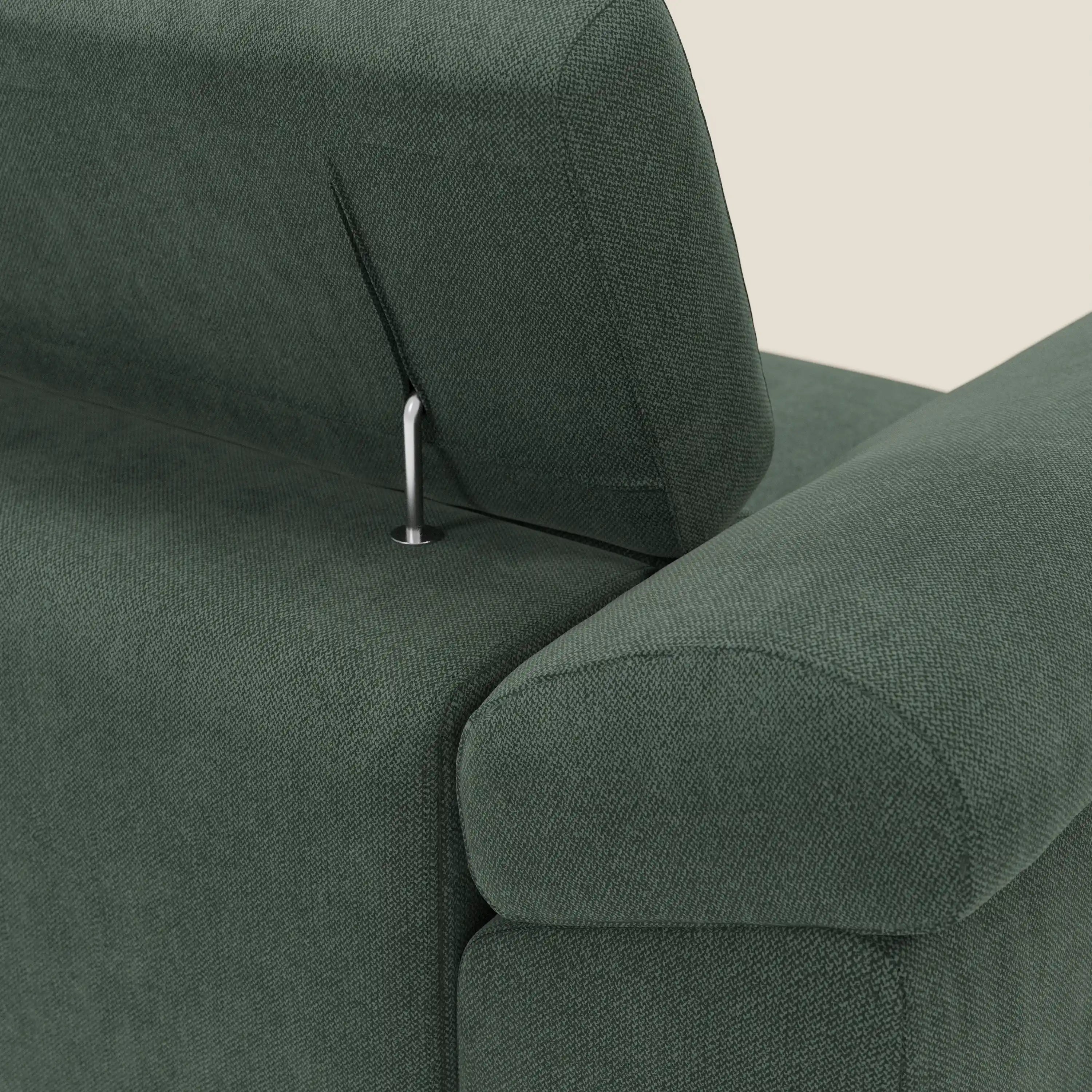 Donatello Ecksofa mit verschiebbaren Sitzen, Armlehnen mit Stauraum und Kopfstütze aus weichem, abwaschbarem Stoff T23 Grün