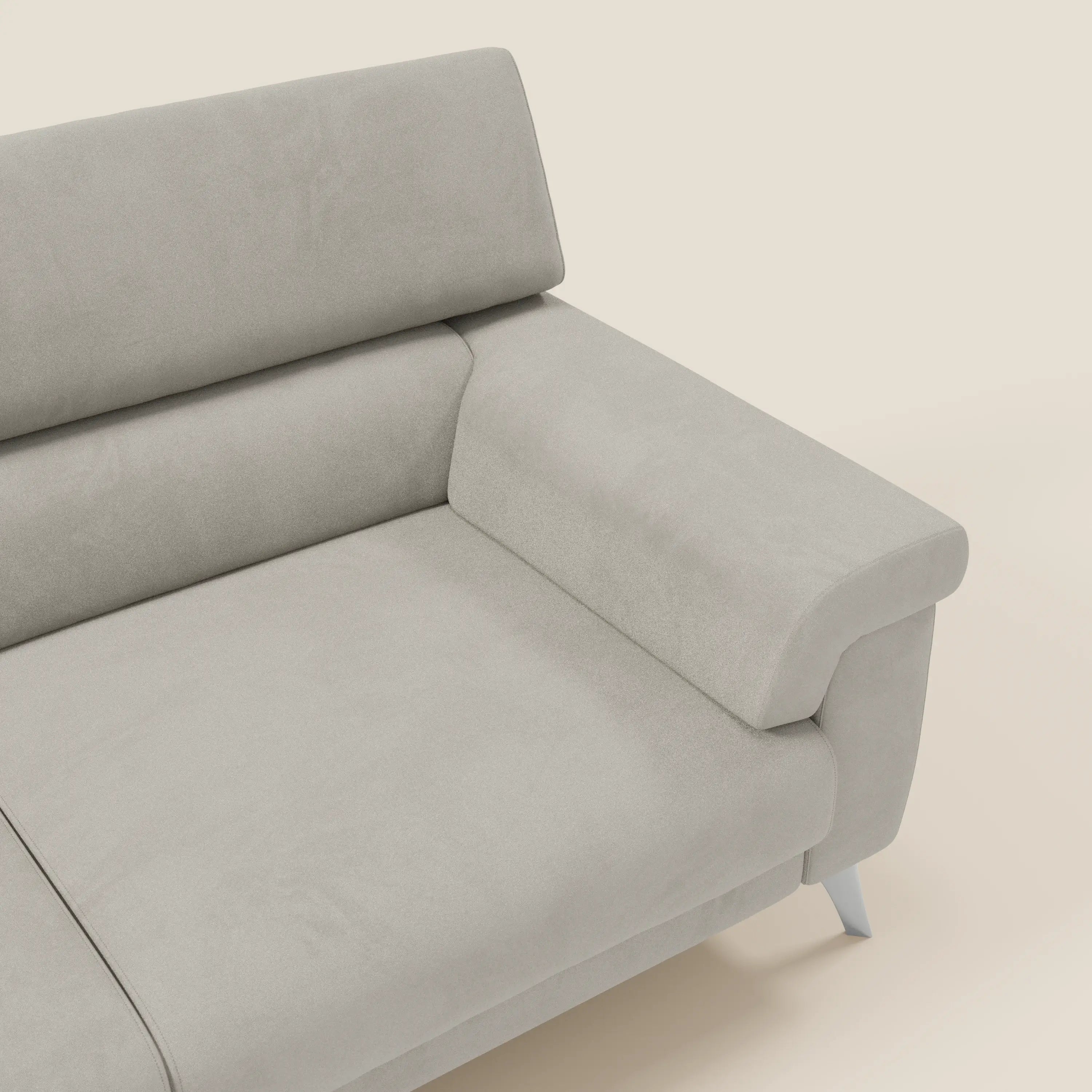 Raffaello Sofa mit ausziehbaren Sitzen und verstellbaren Kopfstützen aus abwaschbarer Mikrofaser T11 creme