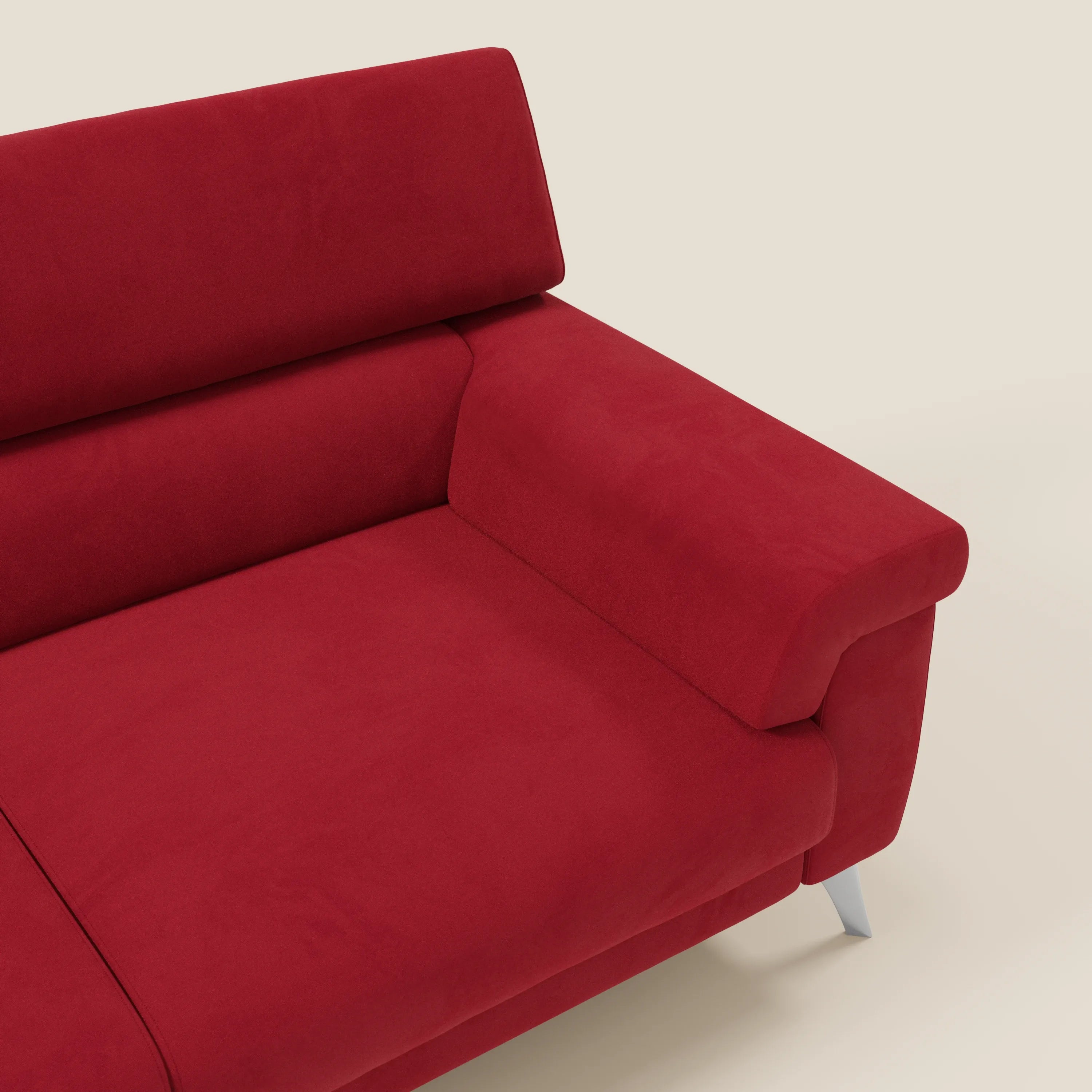 Raffaello Sofa mit ausziehbaren Sitzen und verstellbaren Kopfstützen aus abwaschbarer Mikrofaser T11 rot