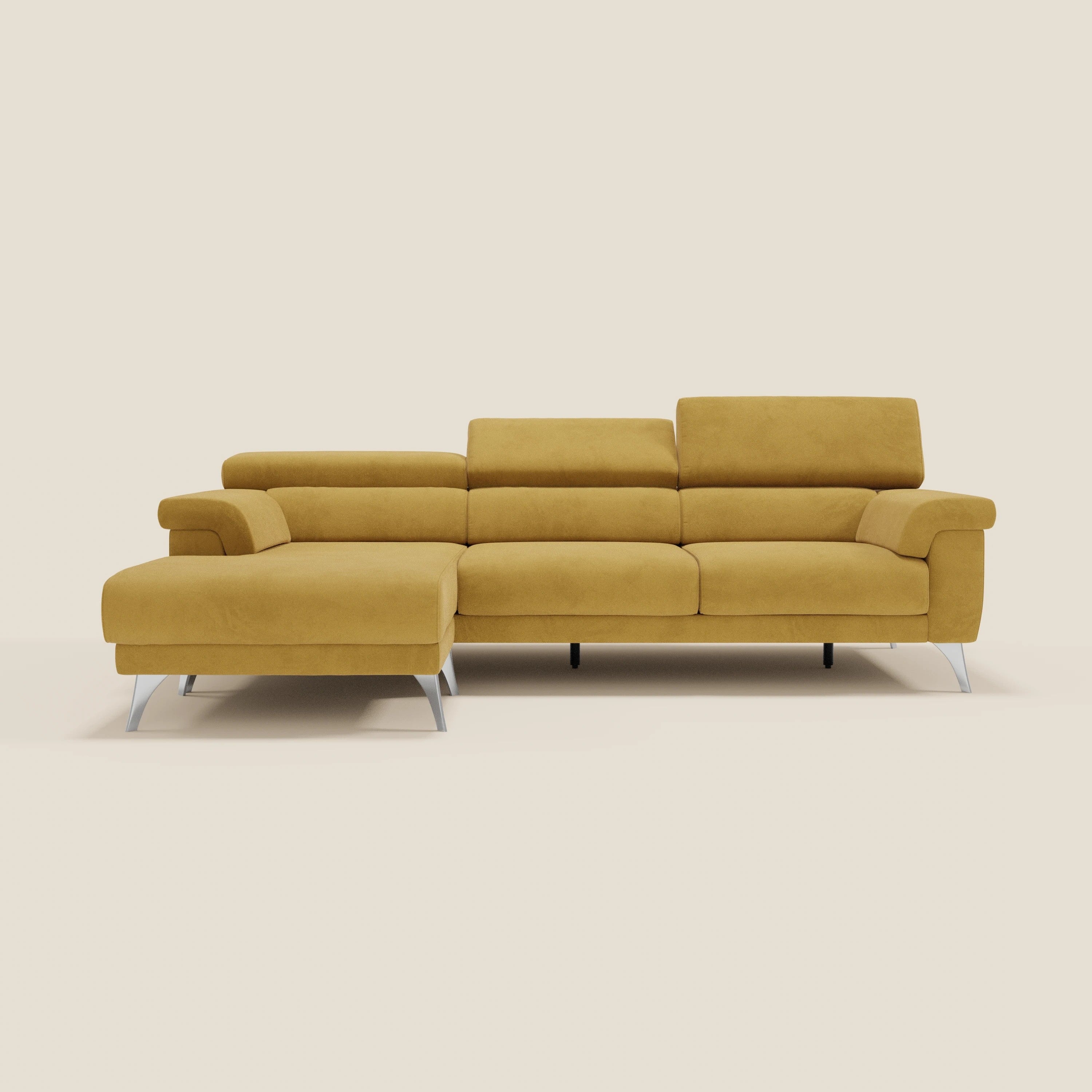 Raffaello Ecksofa mit verschiebbaren Sitzen und verstellbaren Kopfstützen aus abwaschbarer Mikrofaser T11