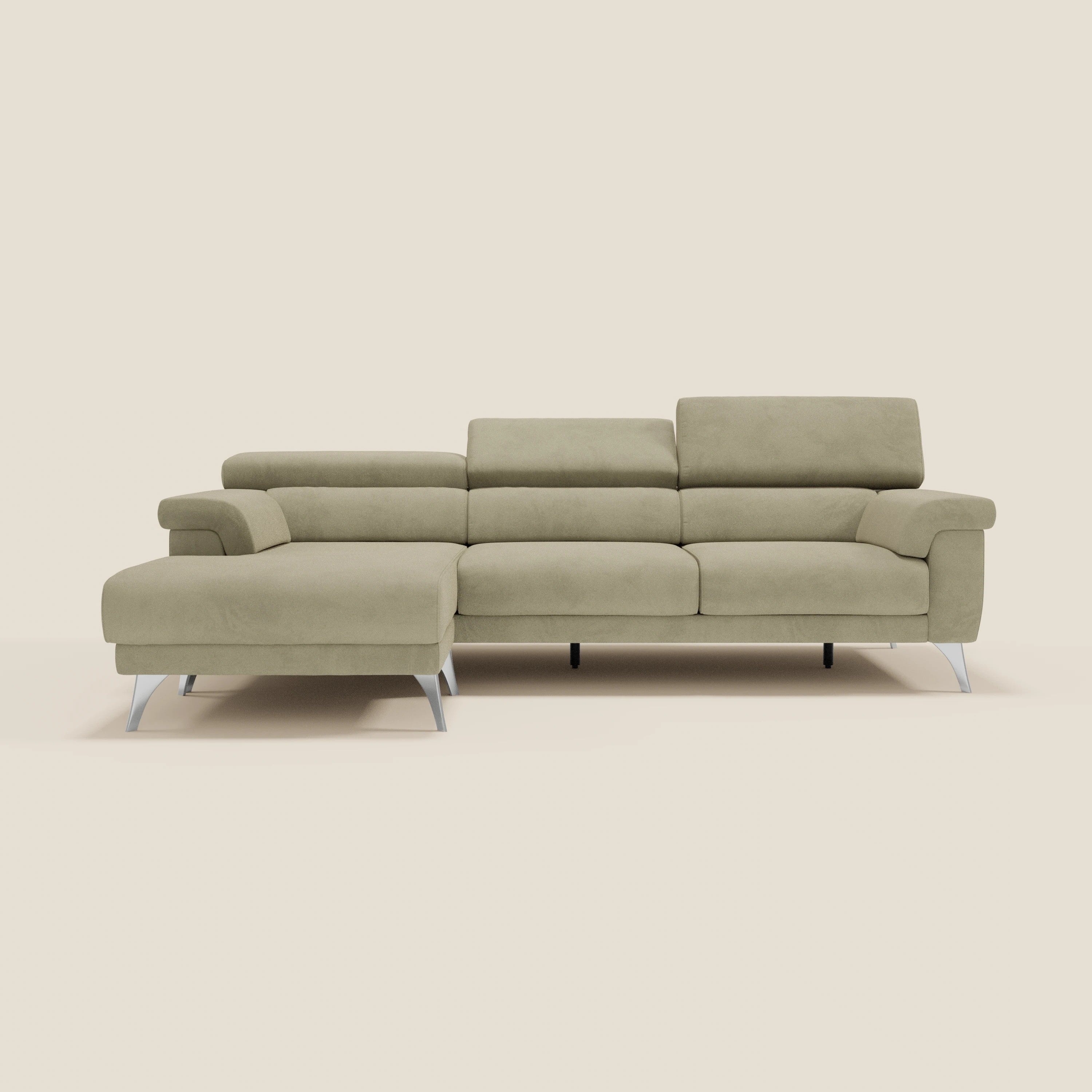 Raffaello Ecksofa mit verschiebbaren Sitzen und verstellbaren Kopfstützen aus abwaschbarer Mikrofaser T11