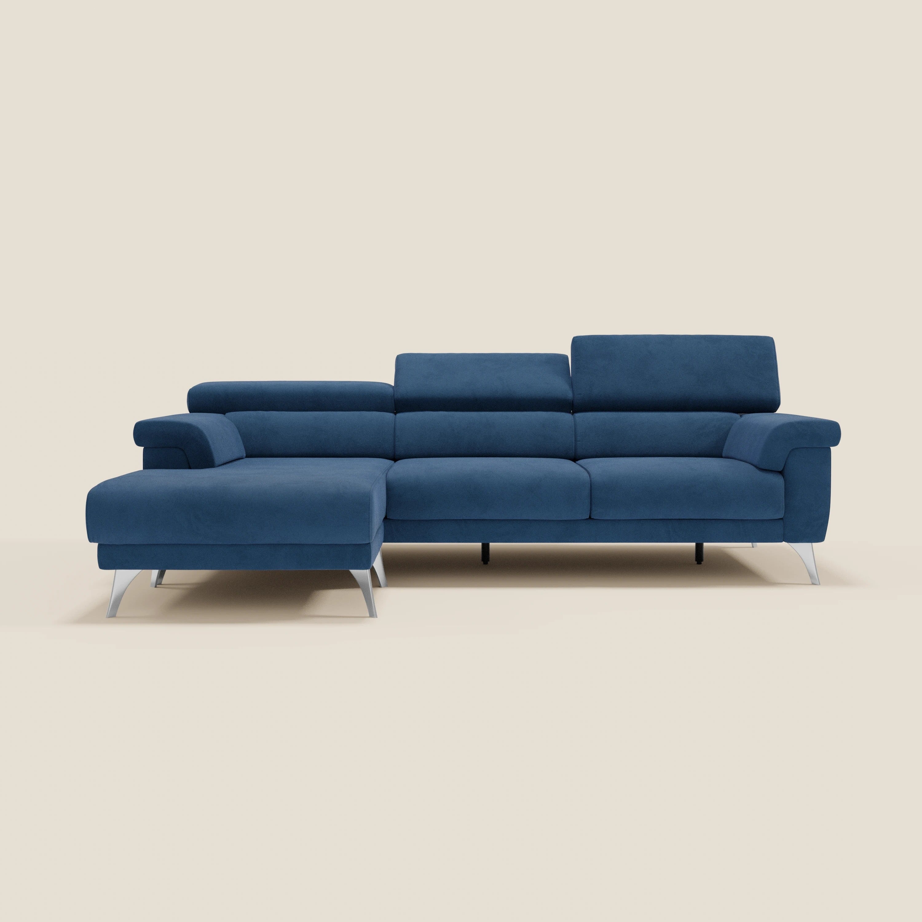 Raffaello Ecksofa mit verschiebbaren Sitzen und verstellbaren Kopfstützen aus abwaschbarer Mikrofaser T11