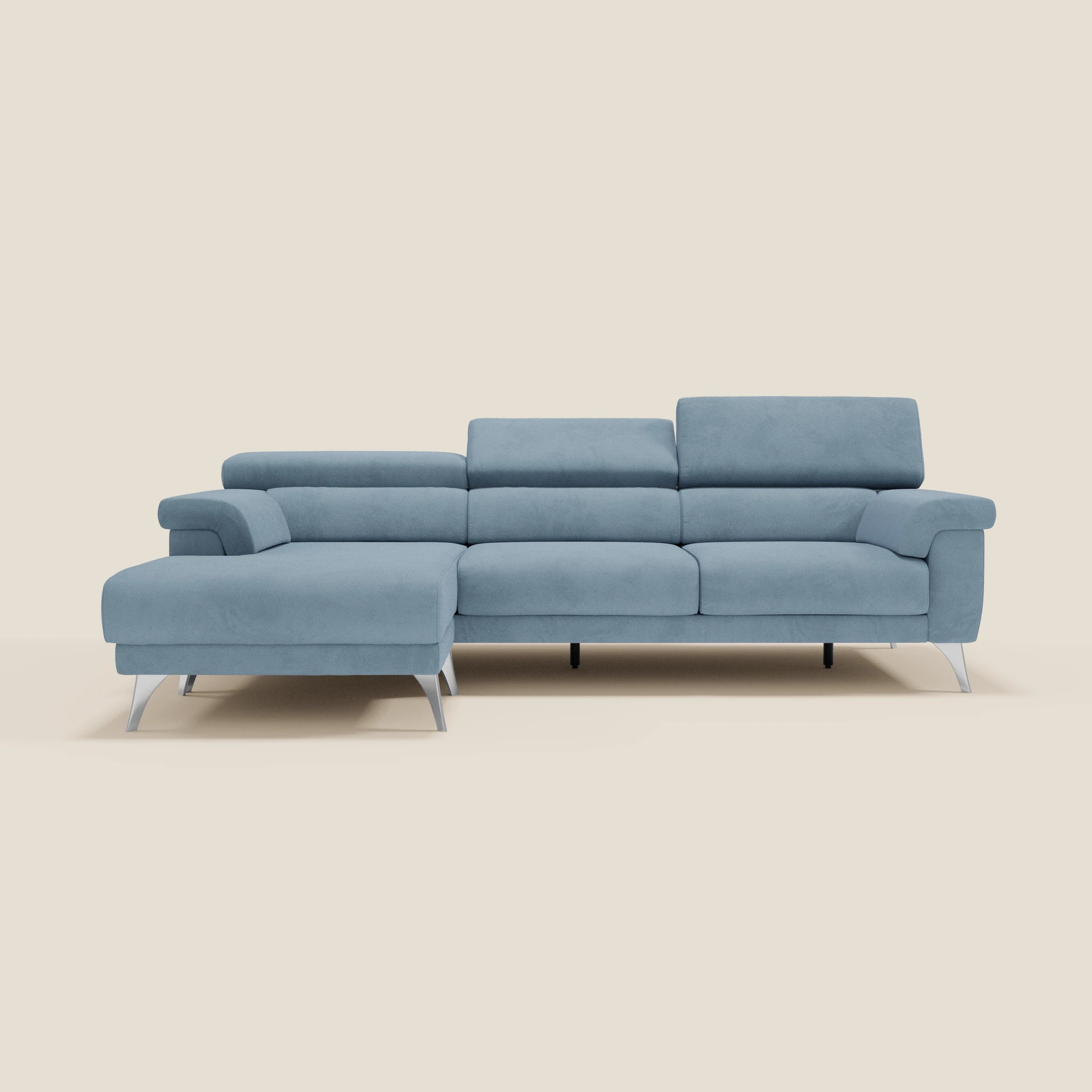 Raffaello Ecksofa mit verschiebbaren Sitzen und verstellbaren Kopfstützen aus abwaschbarer Mikrofaser T11