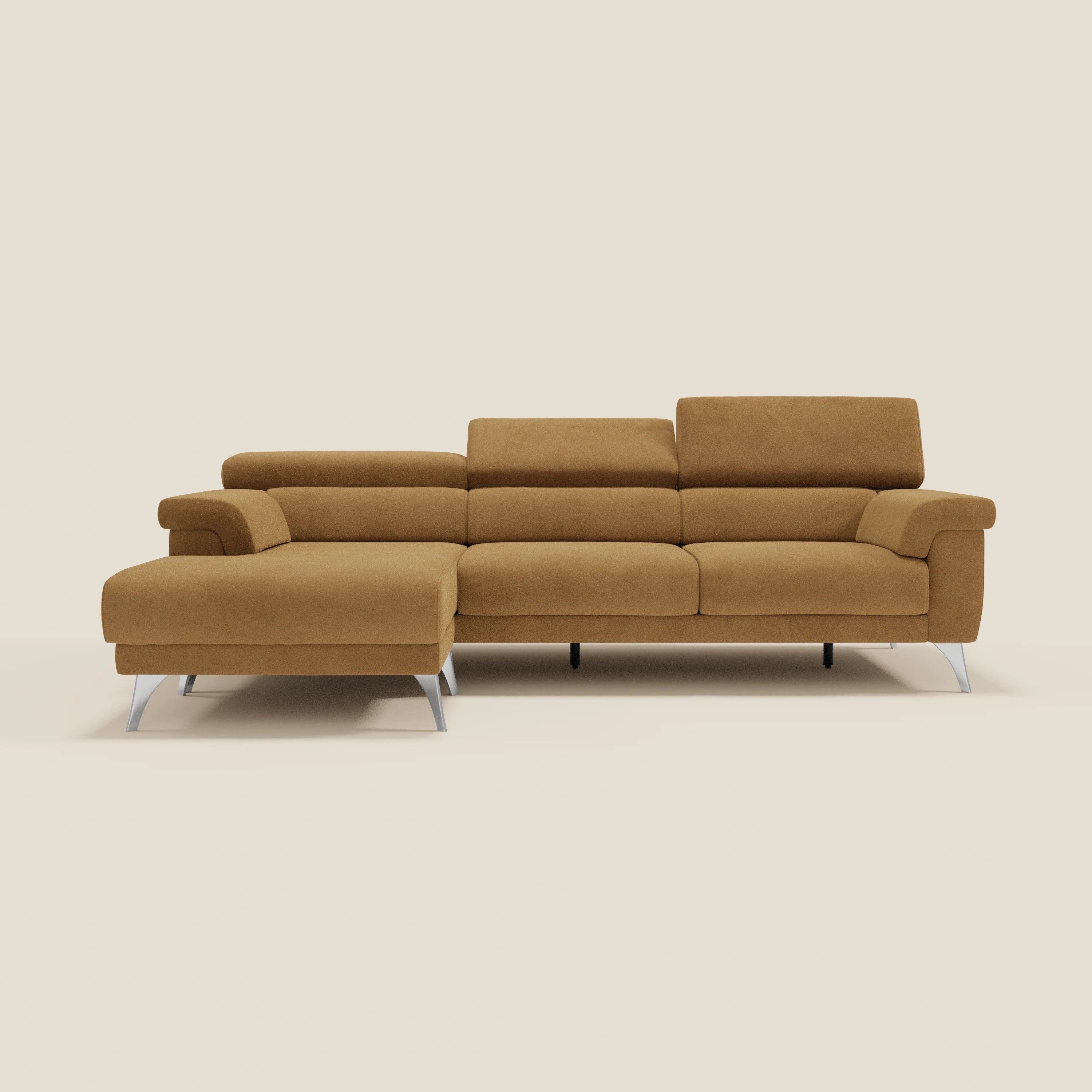 Raffaello Ecksofa mit verschiebbaren Sitzen und verstellbaren Kopfstützen aus abwaschbarer Mikrofaser T11