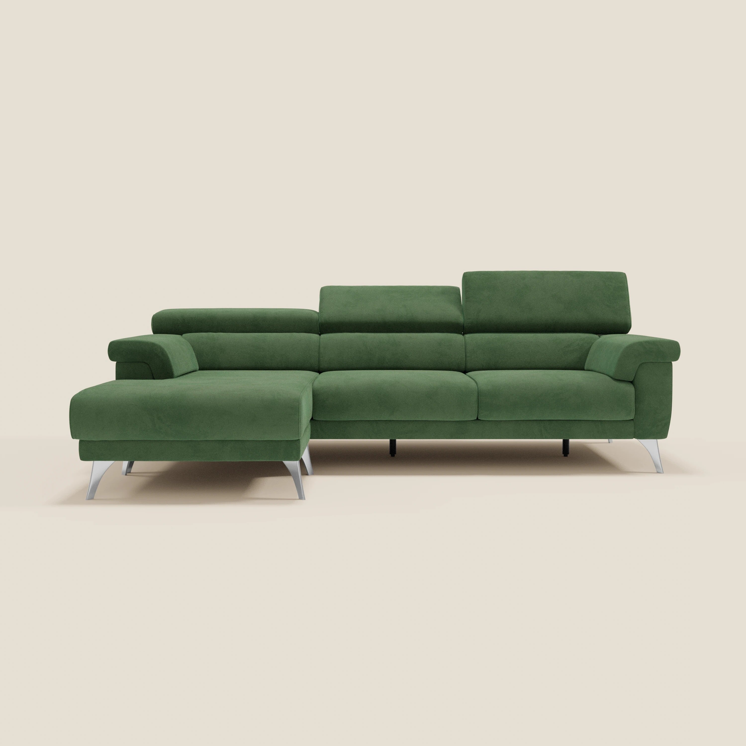 Raffaello Ecksofa mit verschiebbaren Sitzen und verstellbaren Kopfstützen aus abwaschbarer Mikrofaser T11