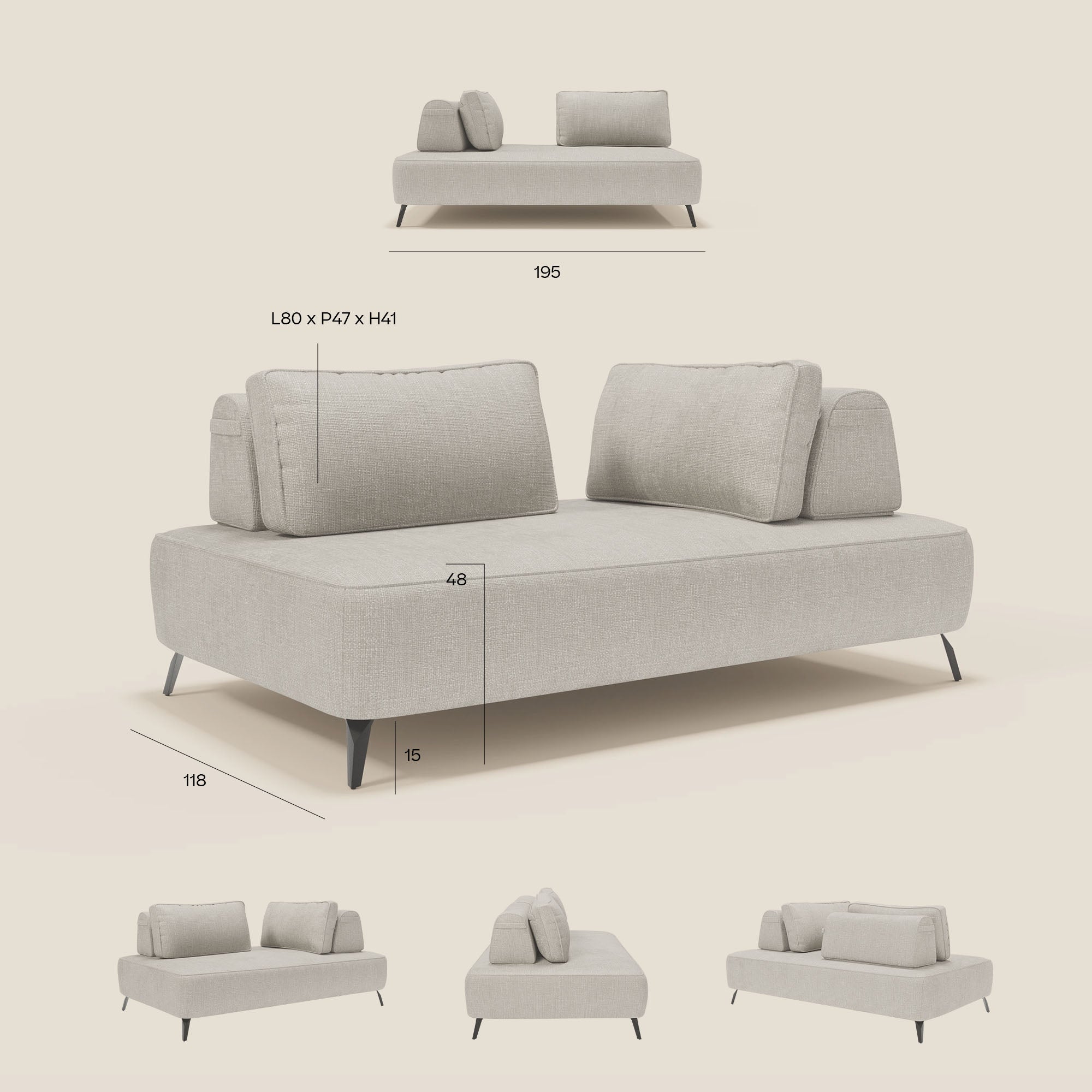 Volta modulares Sofa mit beweglichen Rückenlehnen aus feinem Chenille-Stoff T06 braun