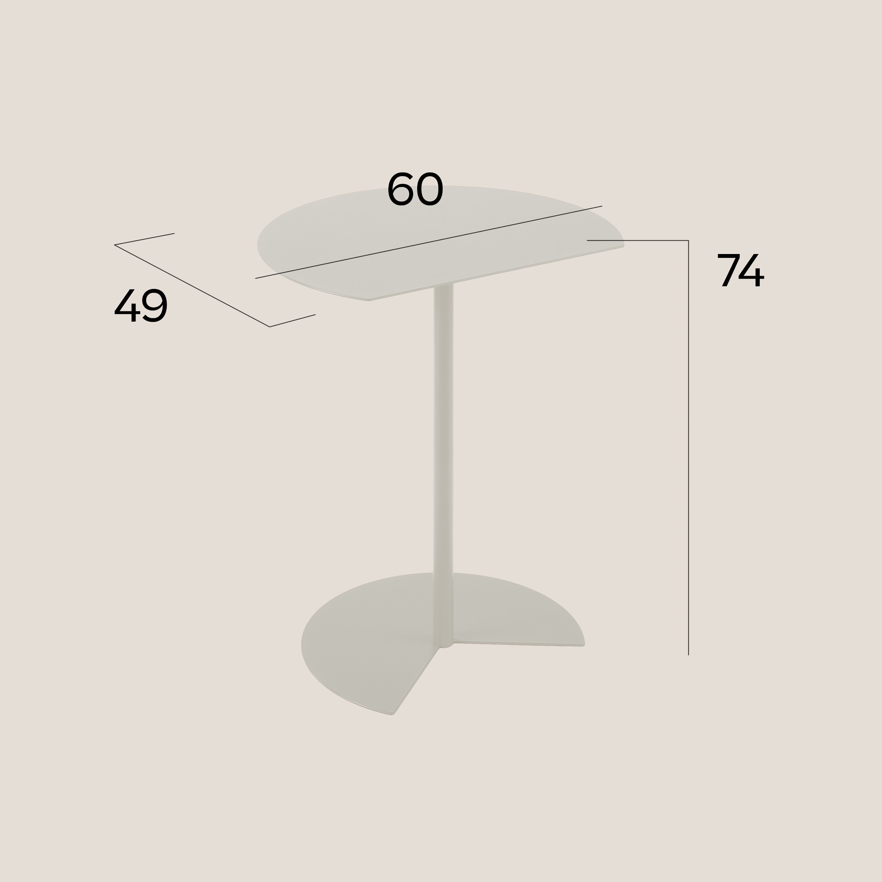 Way tavolino ALTO semirotondo da soggiorno ed esterno canapa - divani.store