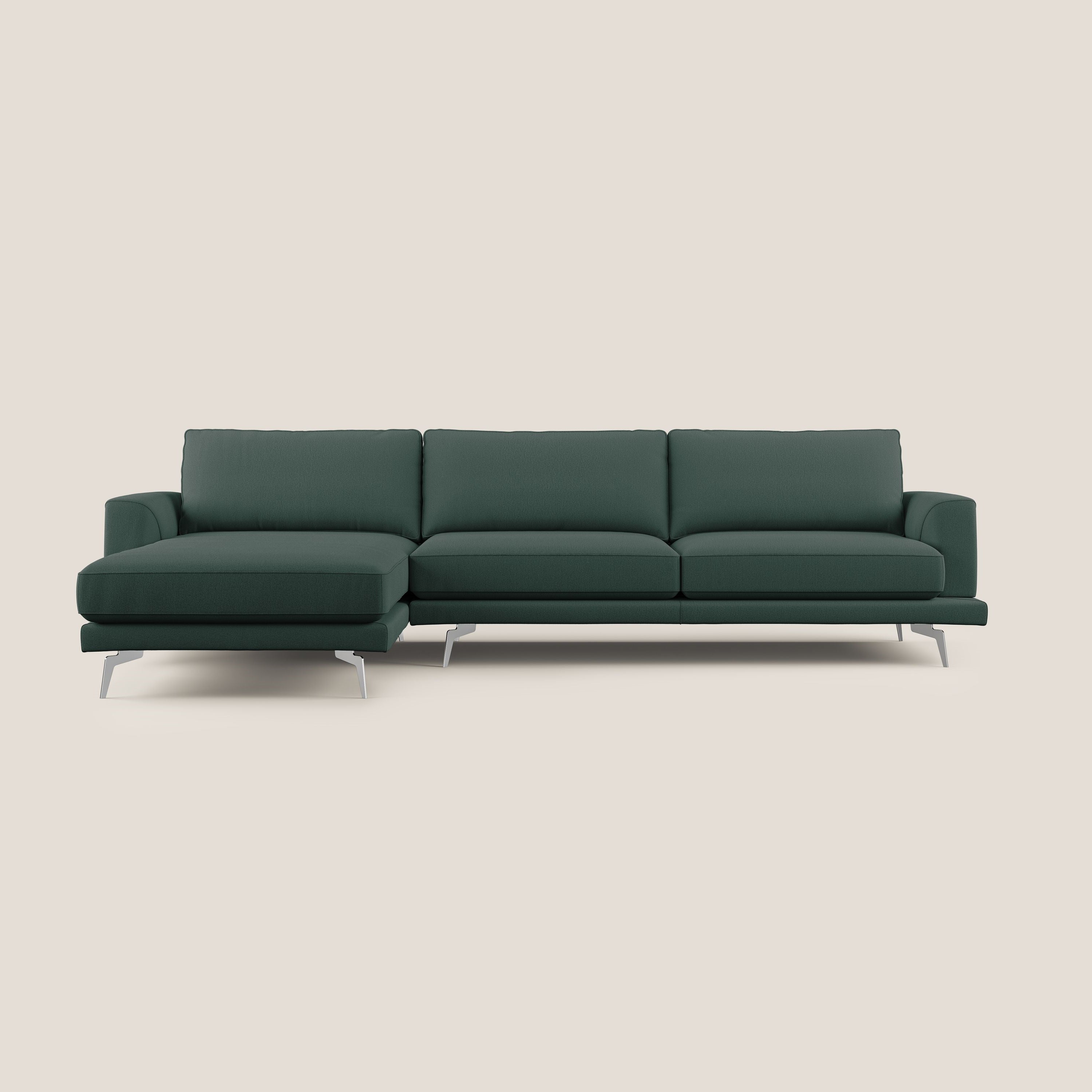 Dorian divano moderno angolare con penisola in tessuto morbido antimacchia T05 - divani.store