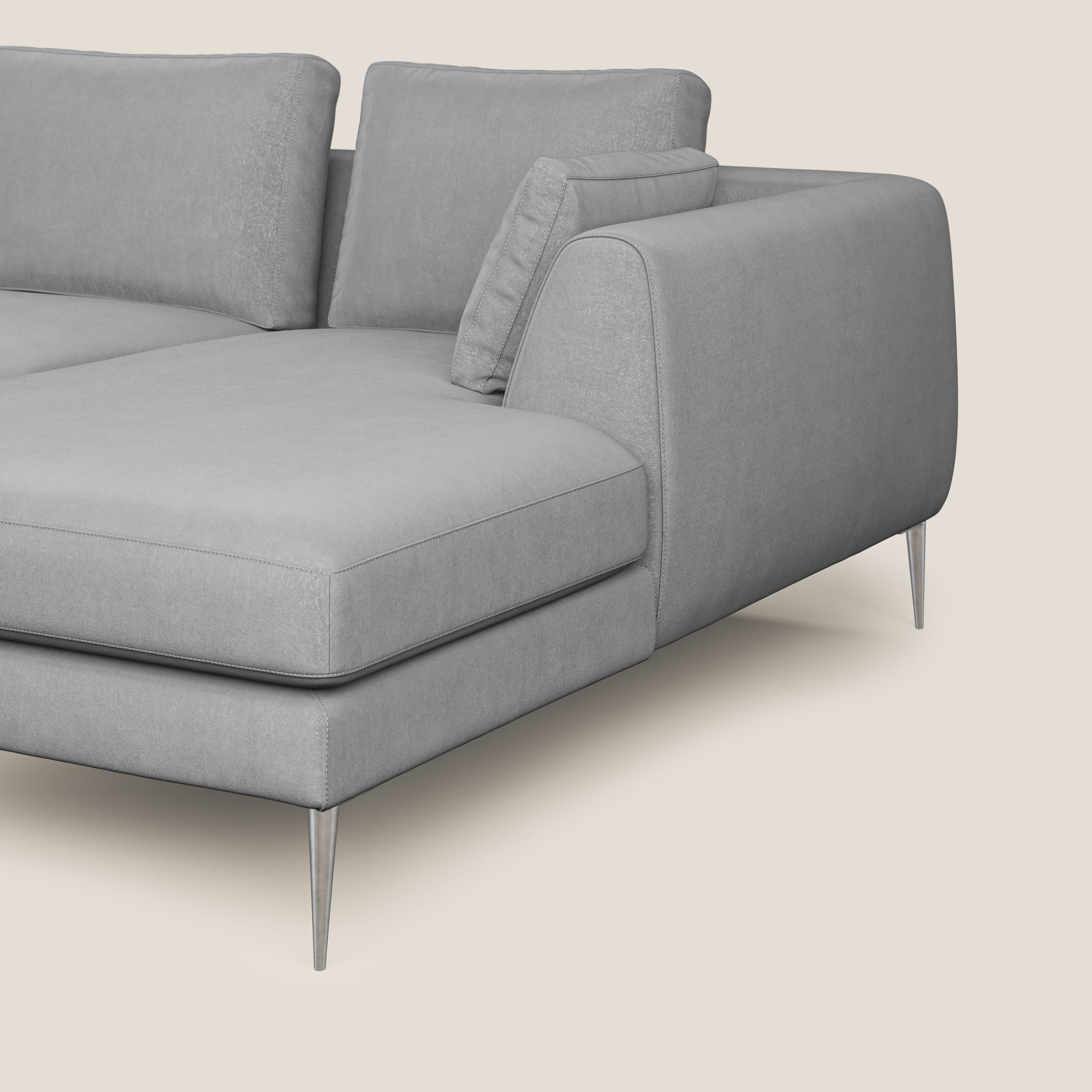 Plano divano moderno angolare con penisola in microfibra smacchiabile T11 - divani.store