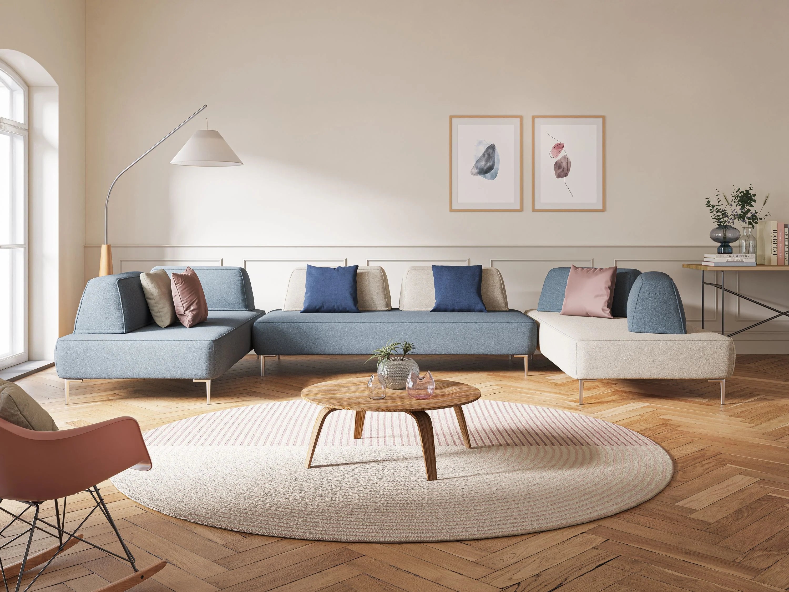 Divani modulari componibili e colorati per un salotto moderno