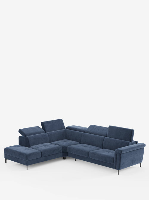 Capri sofá cama esquinero con reposacabezas reclinables y colchón de altas prestaciones en tejido de terciopelo antimanchas T30