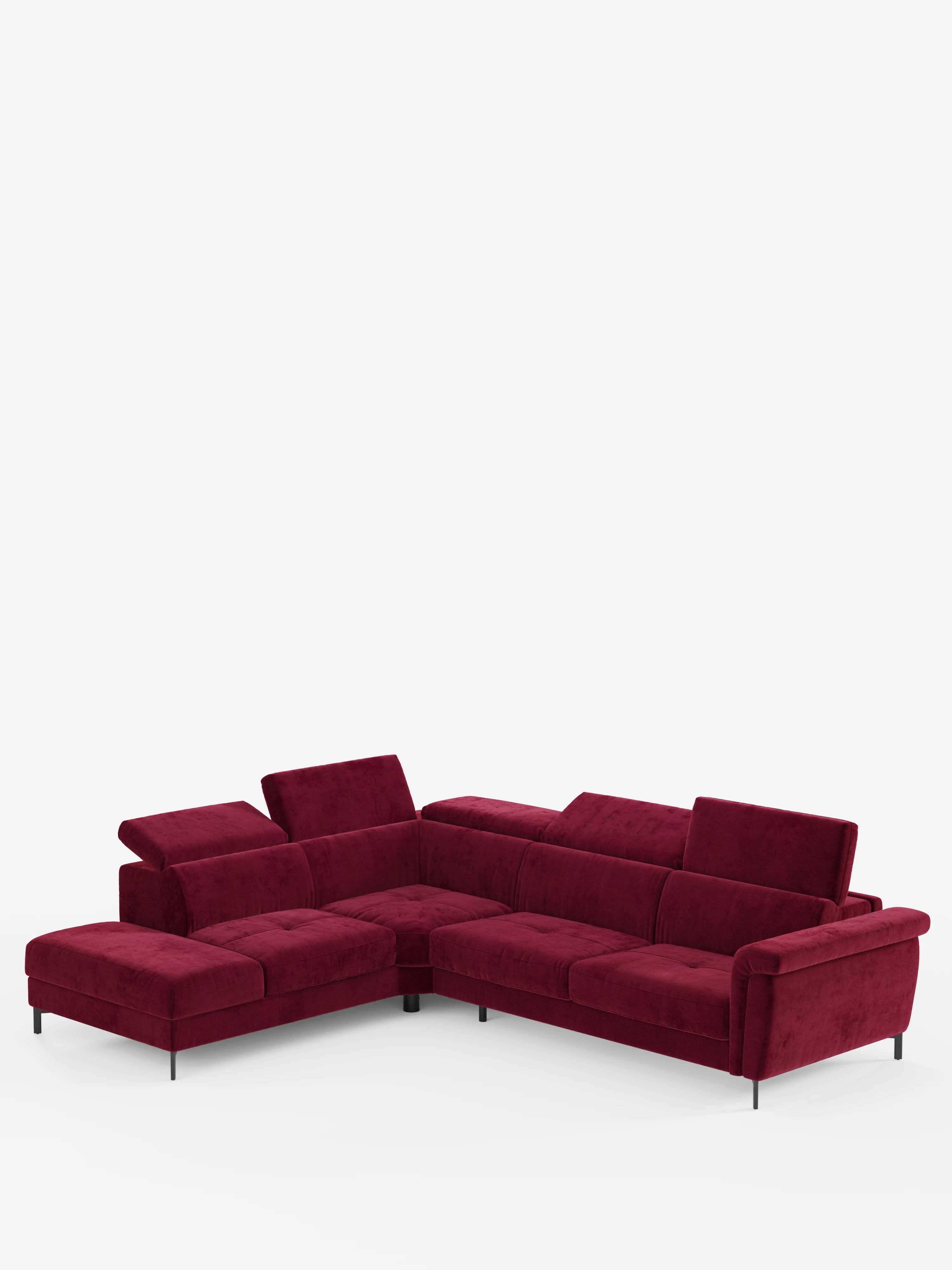 Capri Divano Letto Angolare con Poggiatesta Reclinabili e Materasso ad alte prestazioni in Tessuto Vellutino Smacchiabile T30