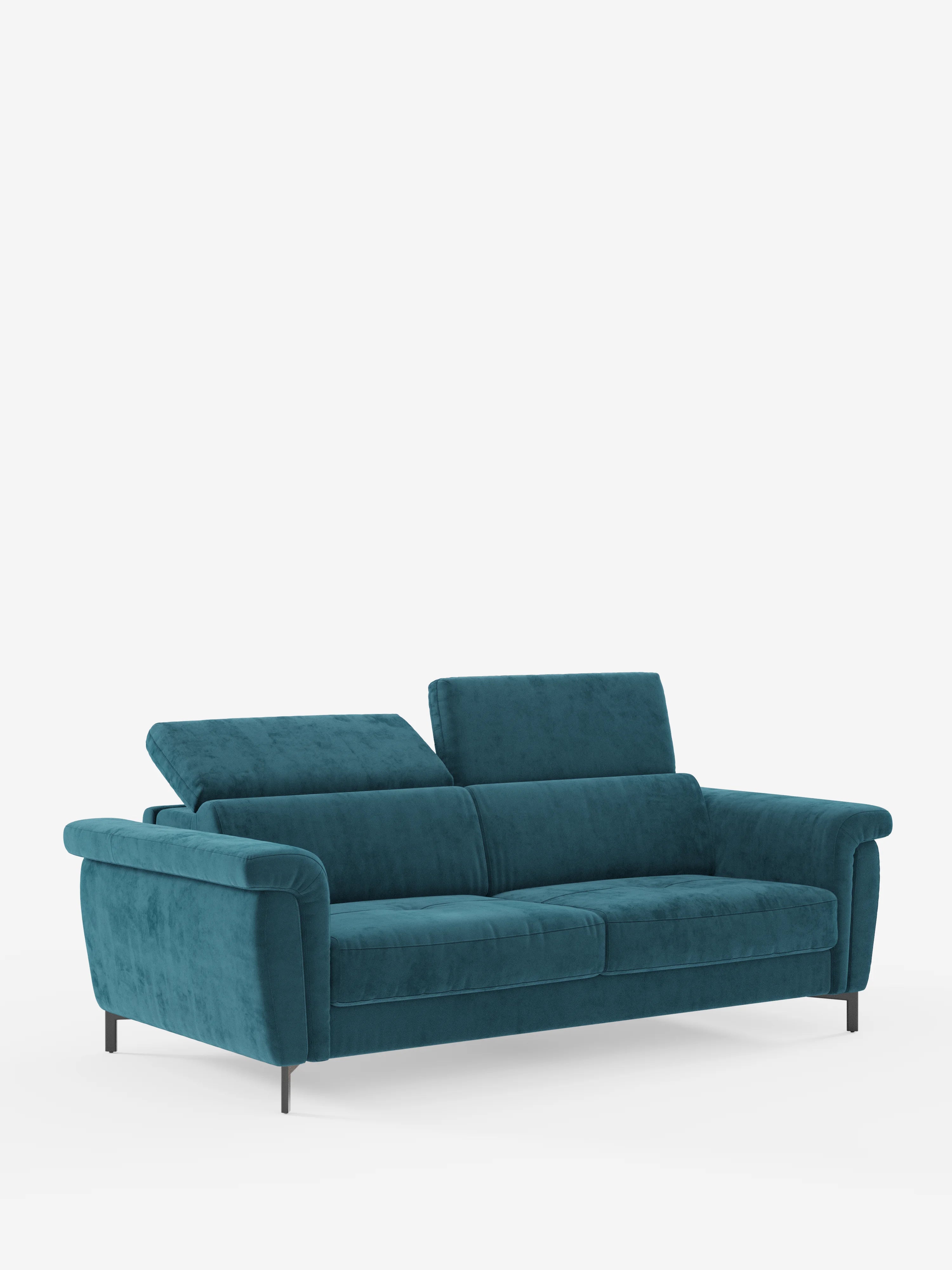 Capri divano letto di design con piedini alti - poggiatesta reclinabili in raffinato tessuto effetto velluto smacchiabile T30