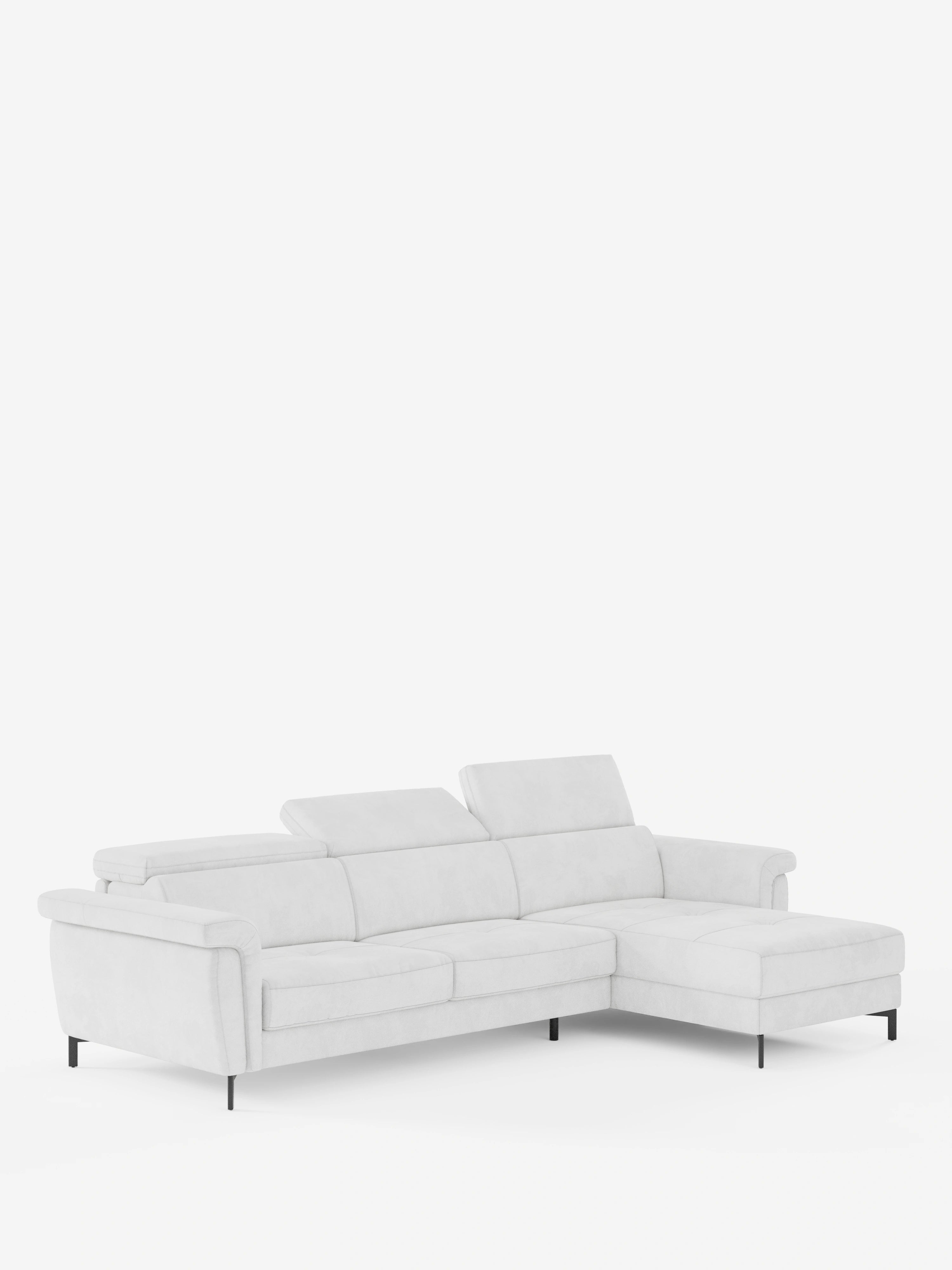 Capri Divano letto angolare con penisola contenitore e poggiatesta reclinabili - elegante tessuto smacchiabile T30