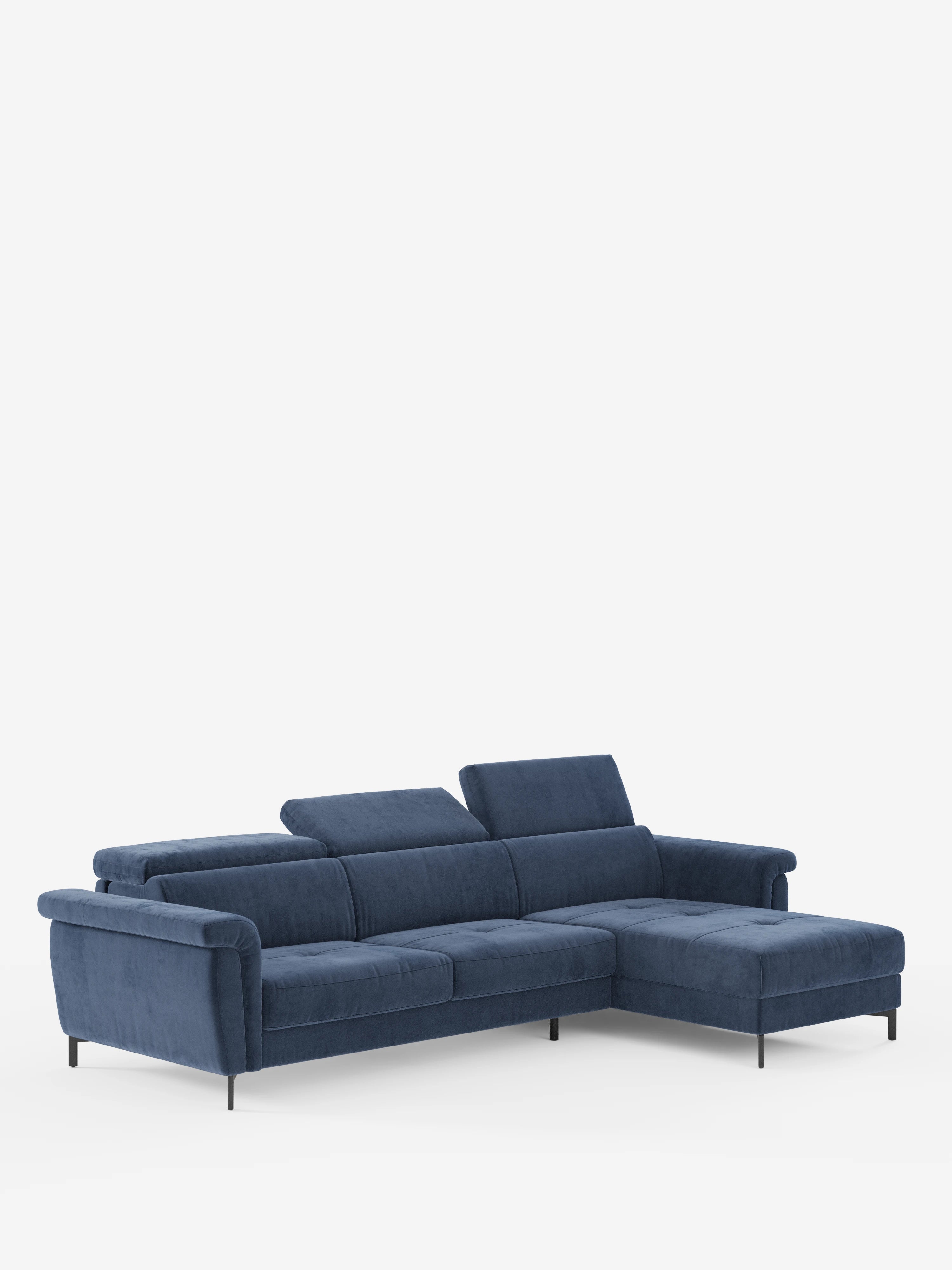 Capri Divano letto angolare con penisola contenitore e poggiatesta reclinabili - elegante tessuto smacchiabile T30