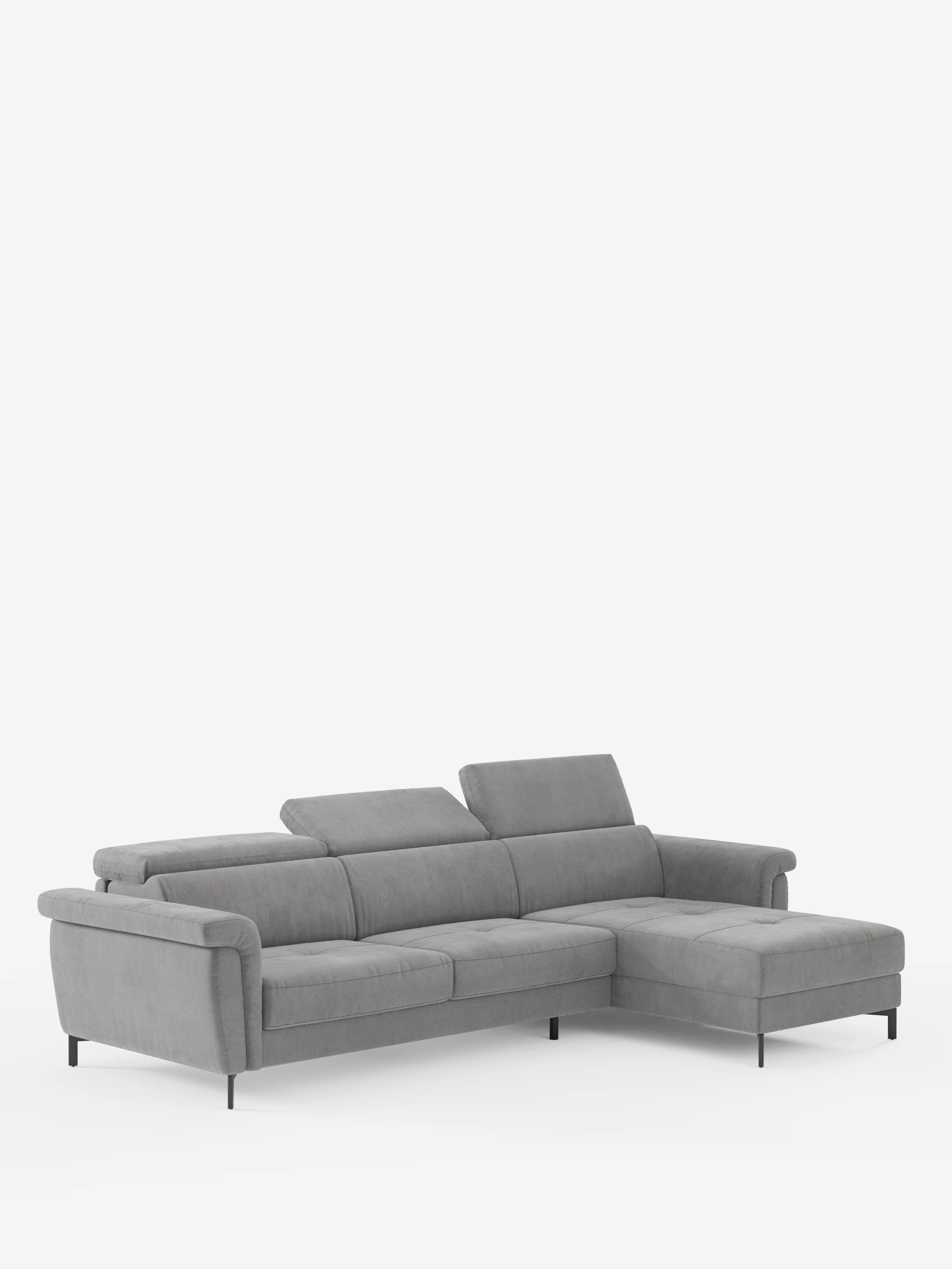 Capri Divano letto angolare con penisola contenitore e poggiatesta reclinabili - elegante tessuto smacchiabile T30