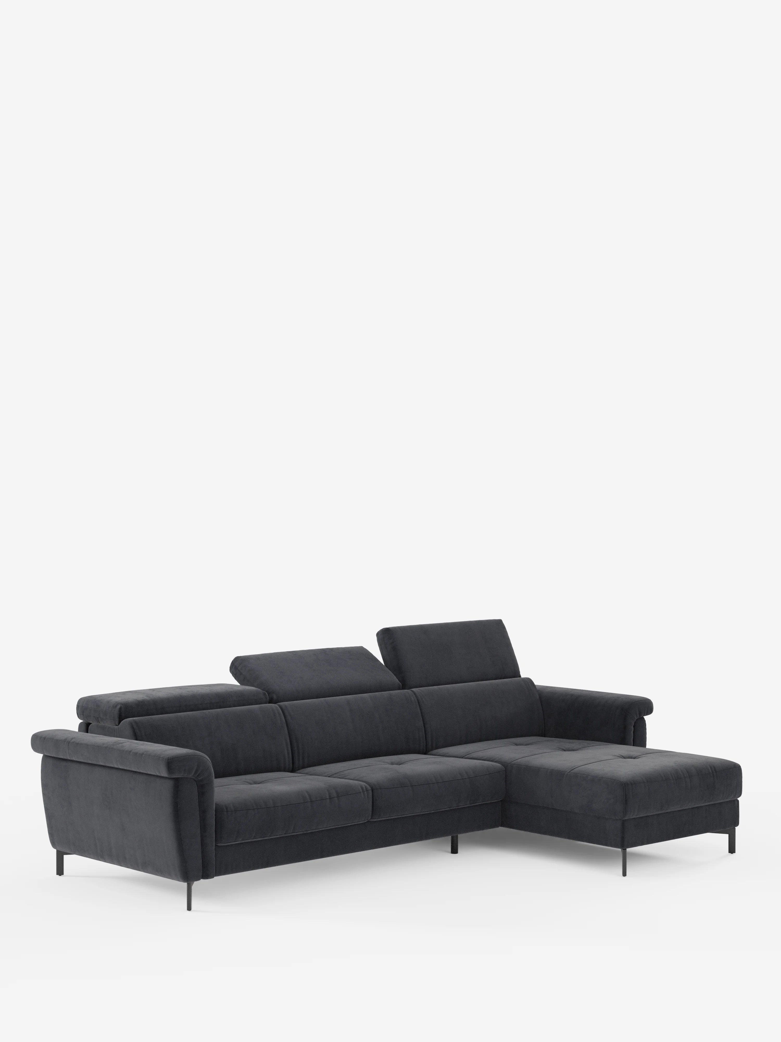 Capri Divano letto angolare con penisola contenitore e poggiatesta reclinabili - elegante tessuto smacchiabile T30