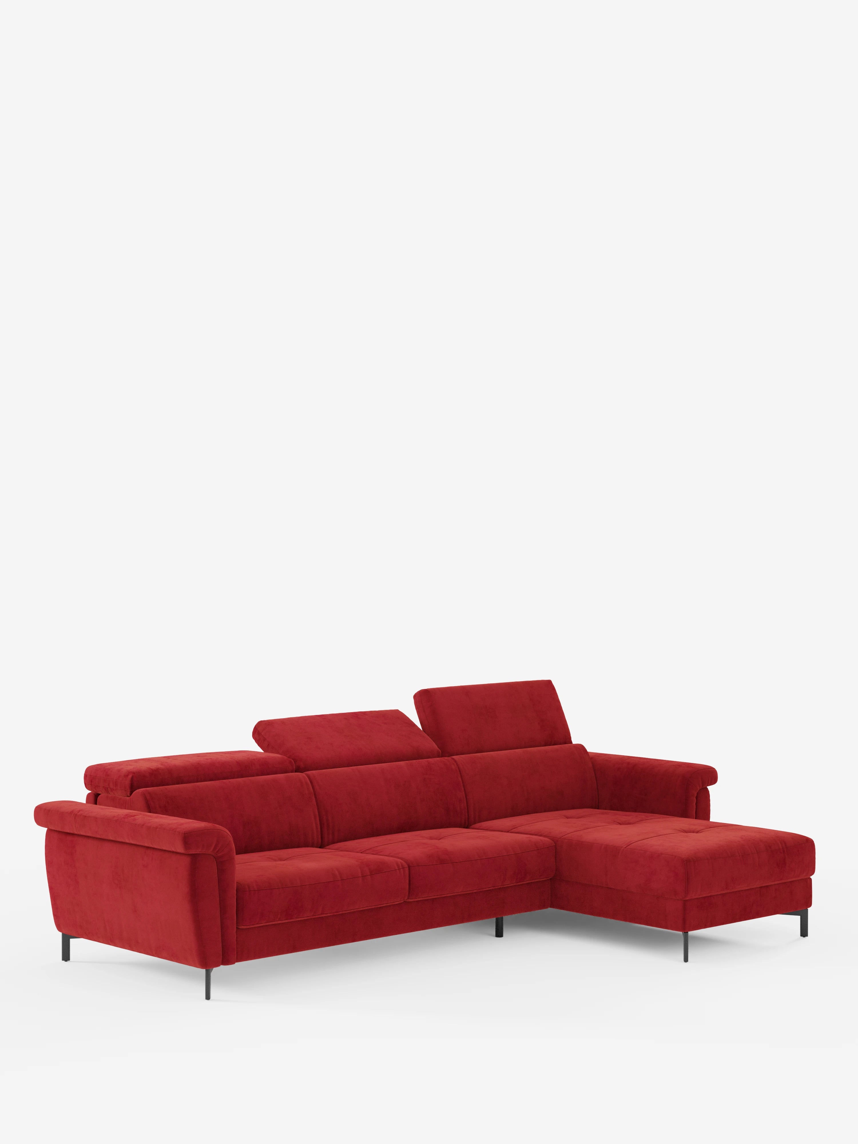Capri Divano letto angolare con penisola contenitore e poggiatesta reclinabili - elegante tessuto smacchiabile T30