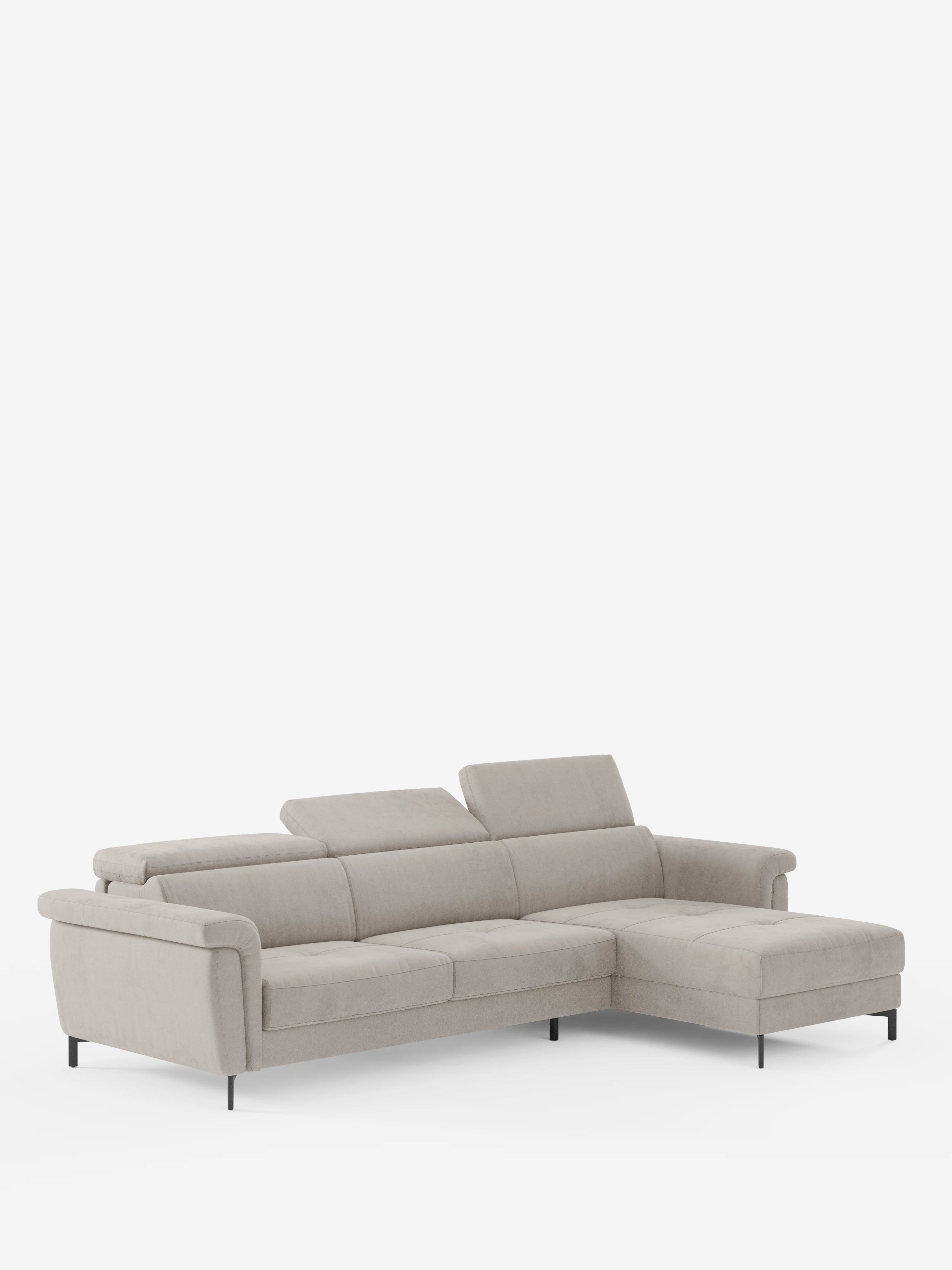 Capri Divano letto angolare con penisola contenitore e poggiatesta reclinabili - elegante tessuto smacchiabile T30