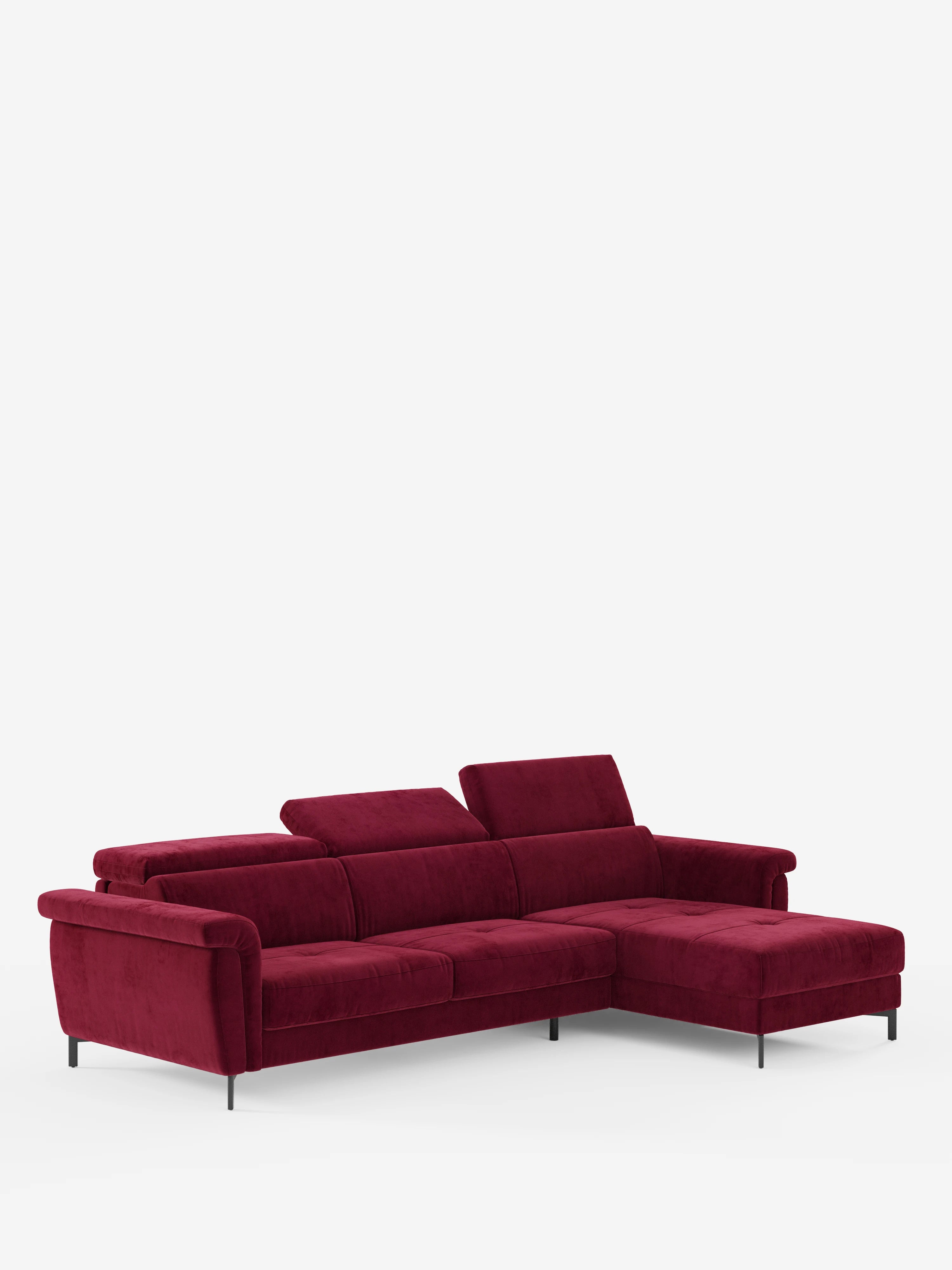 Capri Divano letto angolare con penisola contenitore e poggiatesta reclinabili - elegante tessuto smacchiabile T30