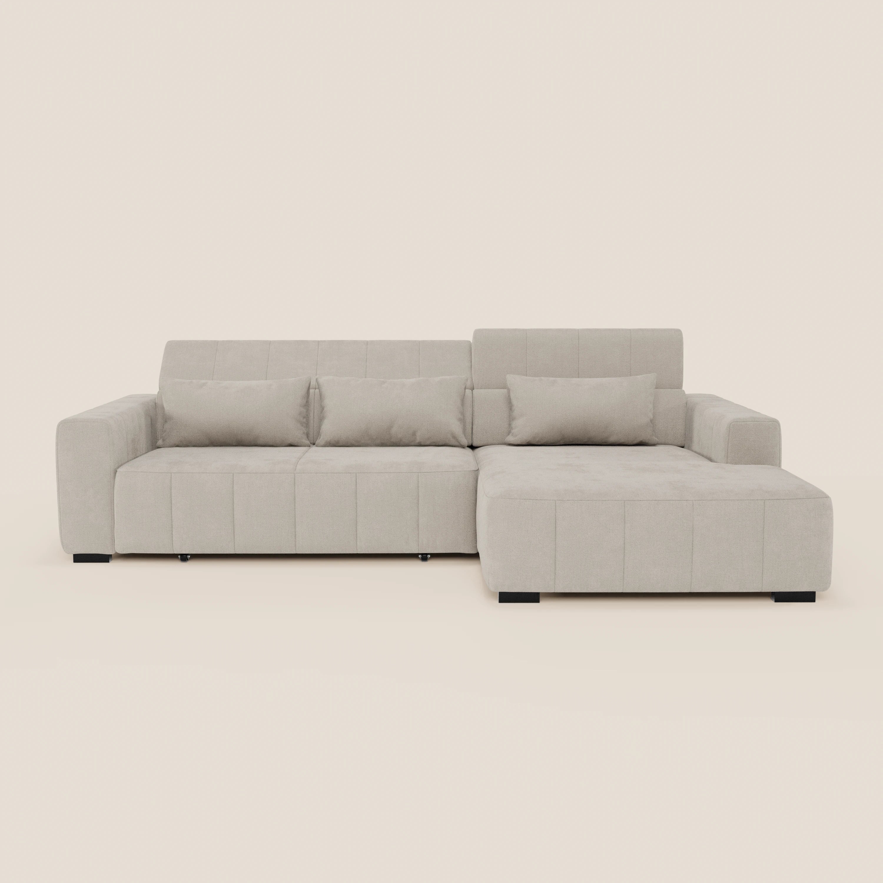 Doric Divano angolare con penisola e sedute allungabili con relax elettrico - poggiatesta reclinabili in tessuto smacchiabile T23 - divani.store