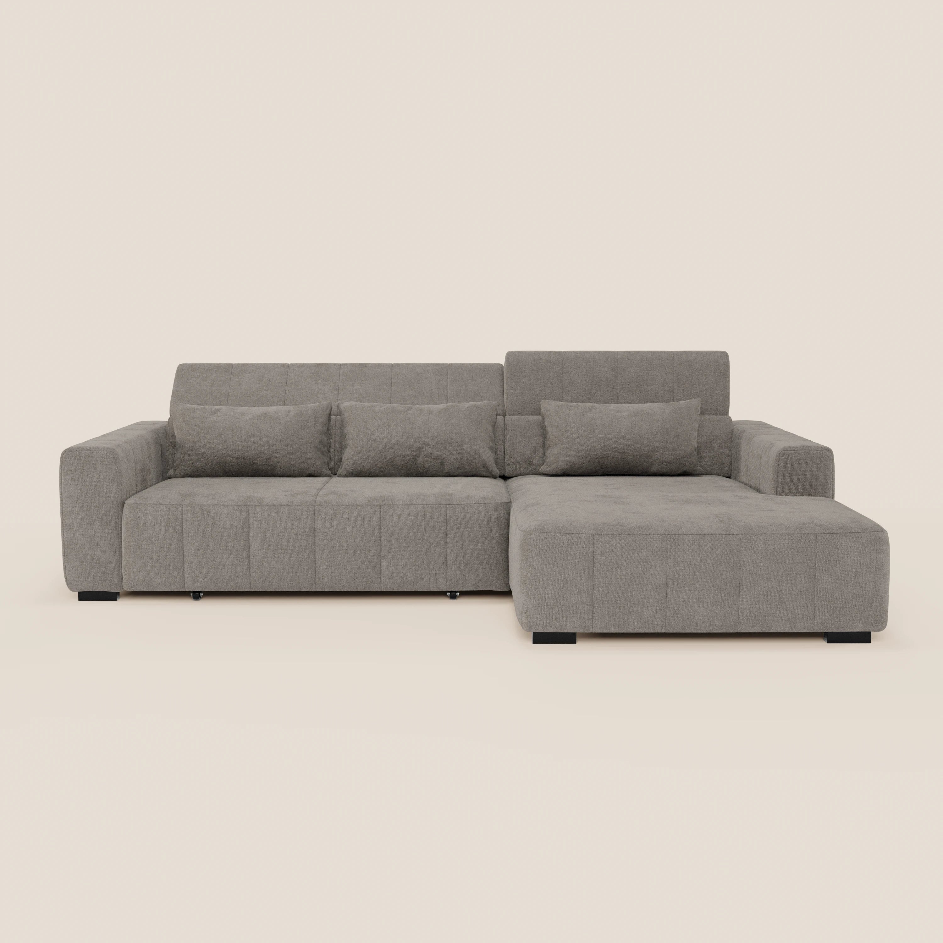 Doric Canapé d’angle avec méridienne et assises extensibles avec relaxation électrique - appuie-têtes inclinables en tissu anti-taches T23