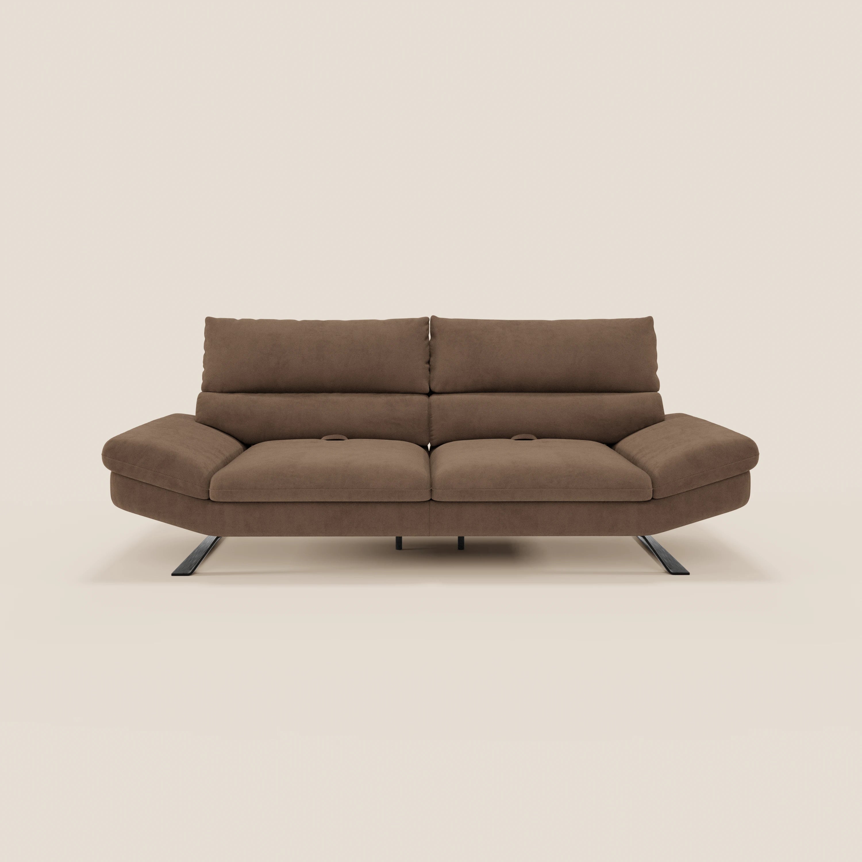 Eclipse Divano dal design moderno 2 e 3 posti con schienali traslanti - piedini alti in elegante microfibra smacchiabile T11 - divani.store