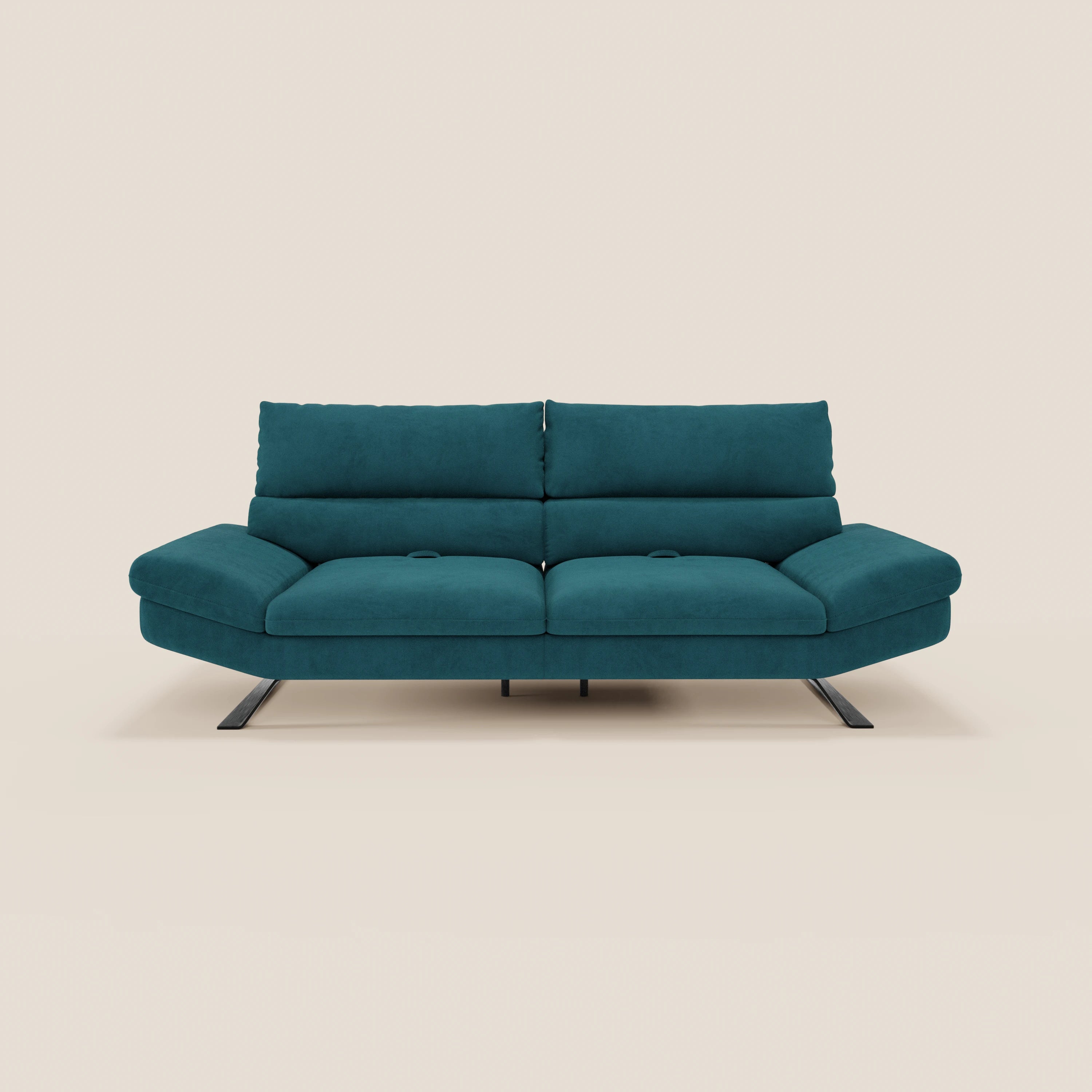 Eclipse Divano dal design moderno 2 e 3 posti con schienali traslanti - piedini alti in elegante microfibra smacchiabile T11 - divani.store
