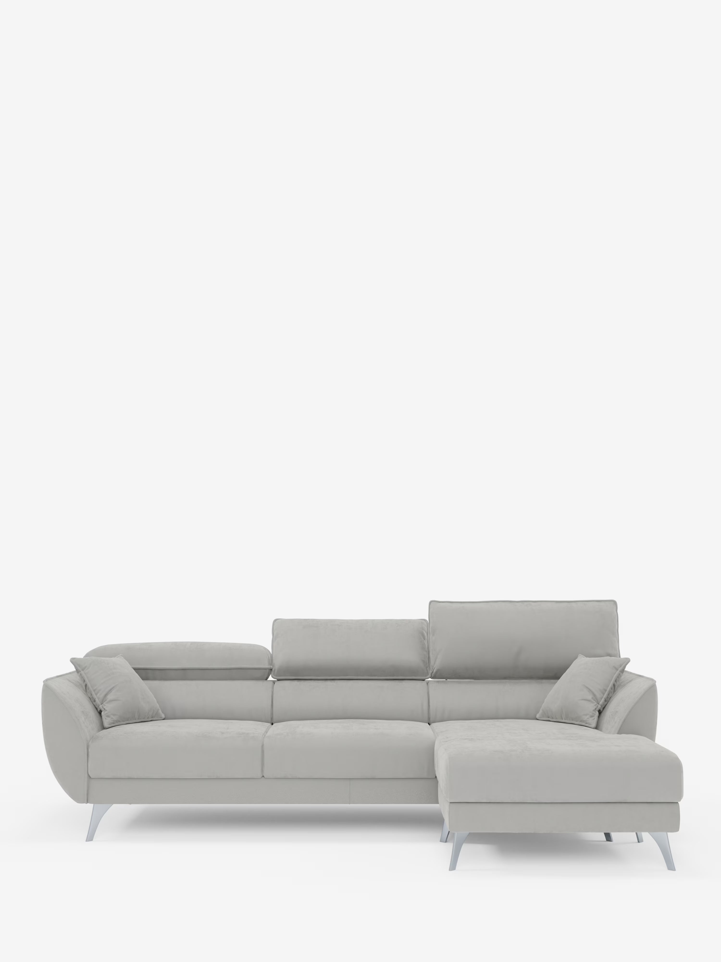 Michelangelo corner sofa with chaise longue and extendable seats - reclining headrests in refined stain-resistant velvet-effect fabric T30