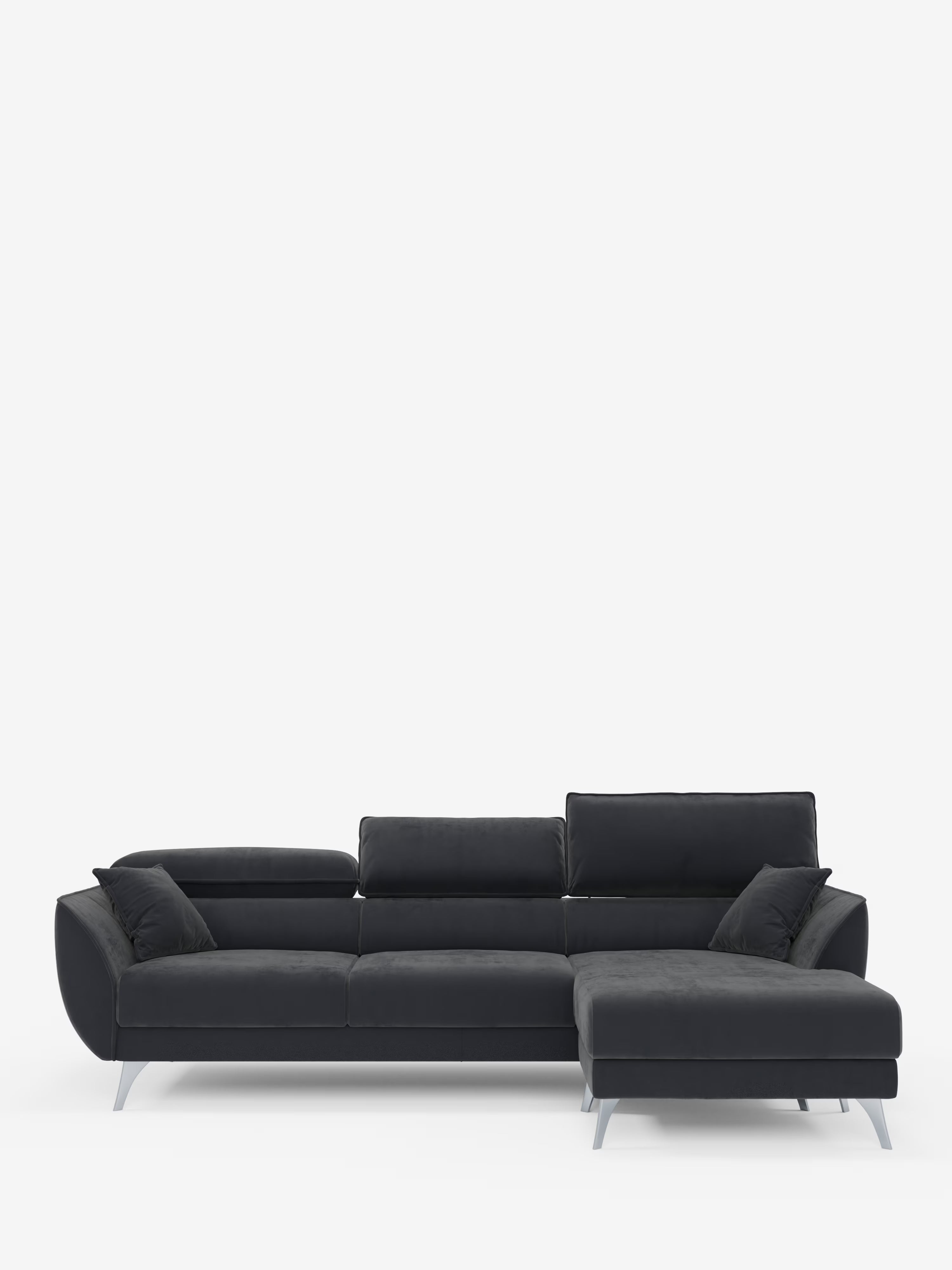 Michelangelo corner sofa with chaise longue and extendable seats - reclining headrests in refined stain-resistant velvet-effect fabric T30