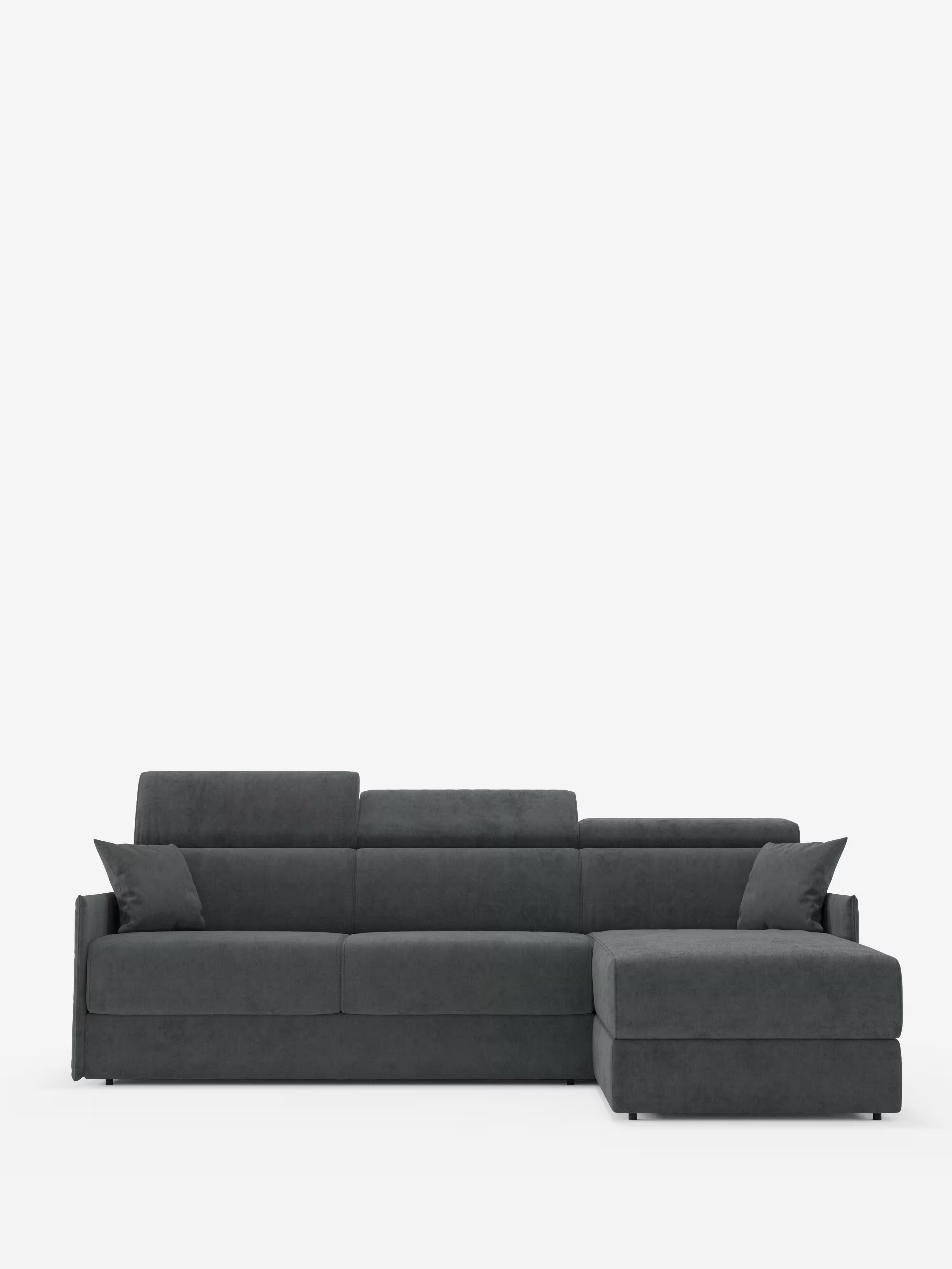 Miryam sofá cama esquinero compacto - reposacabezas reclinables y chaise longue con almacenaje en tejido antimanchas T31