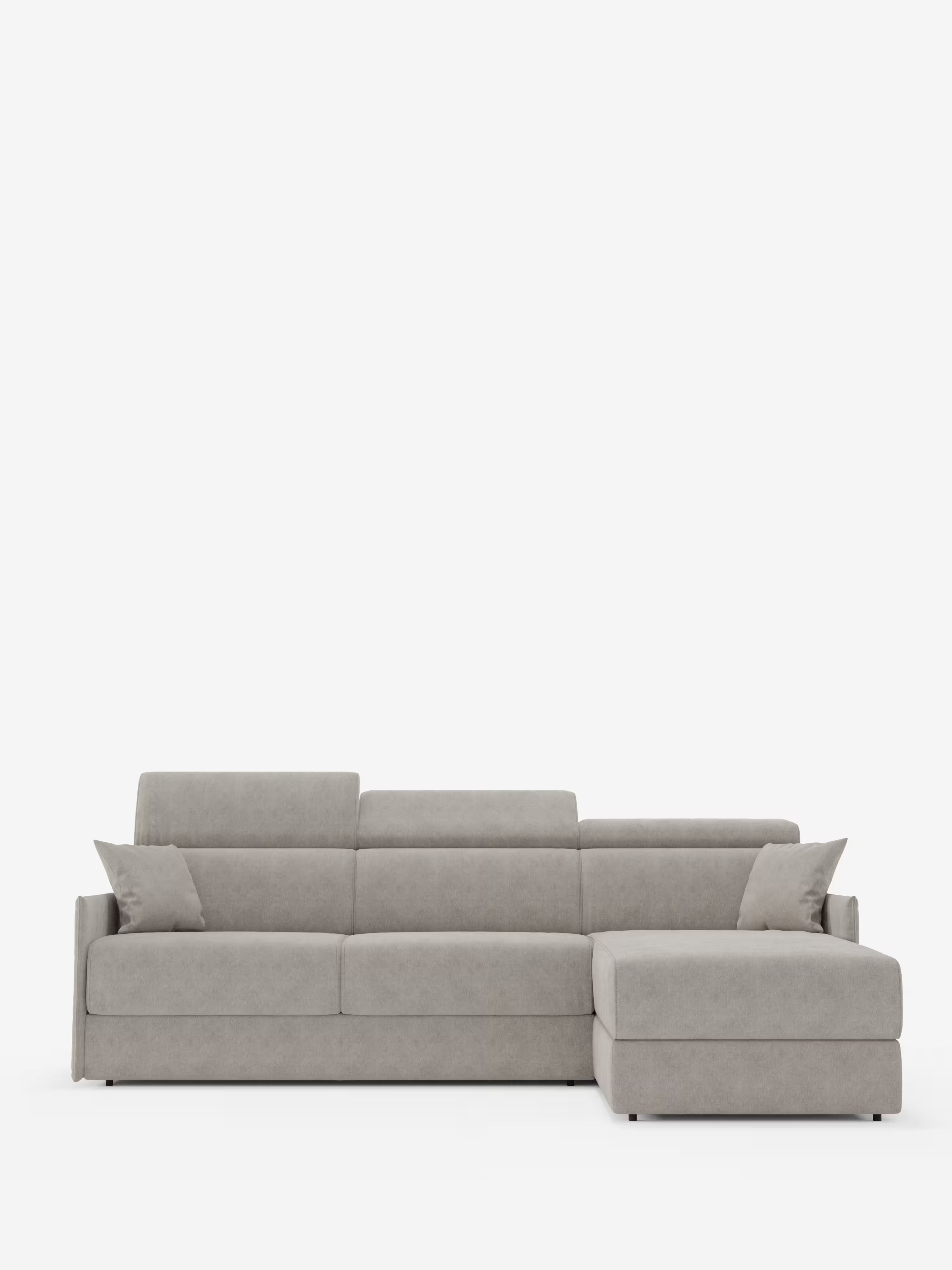 Miryam sofá cama esquinero compacto - reposacabezas reclinables y chaise longue con almacenaje en tejido antimanchas T31