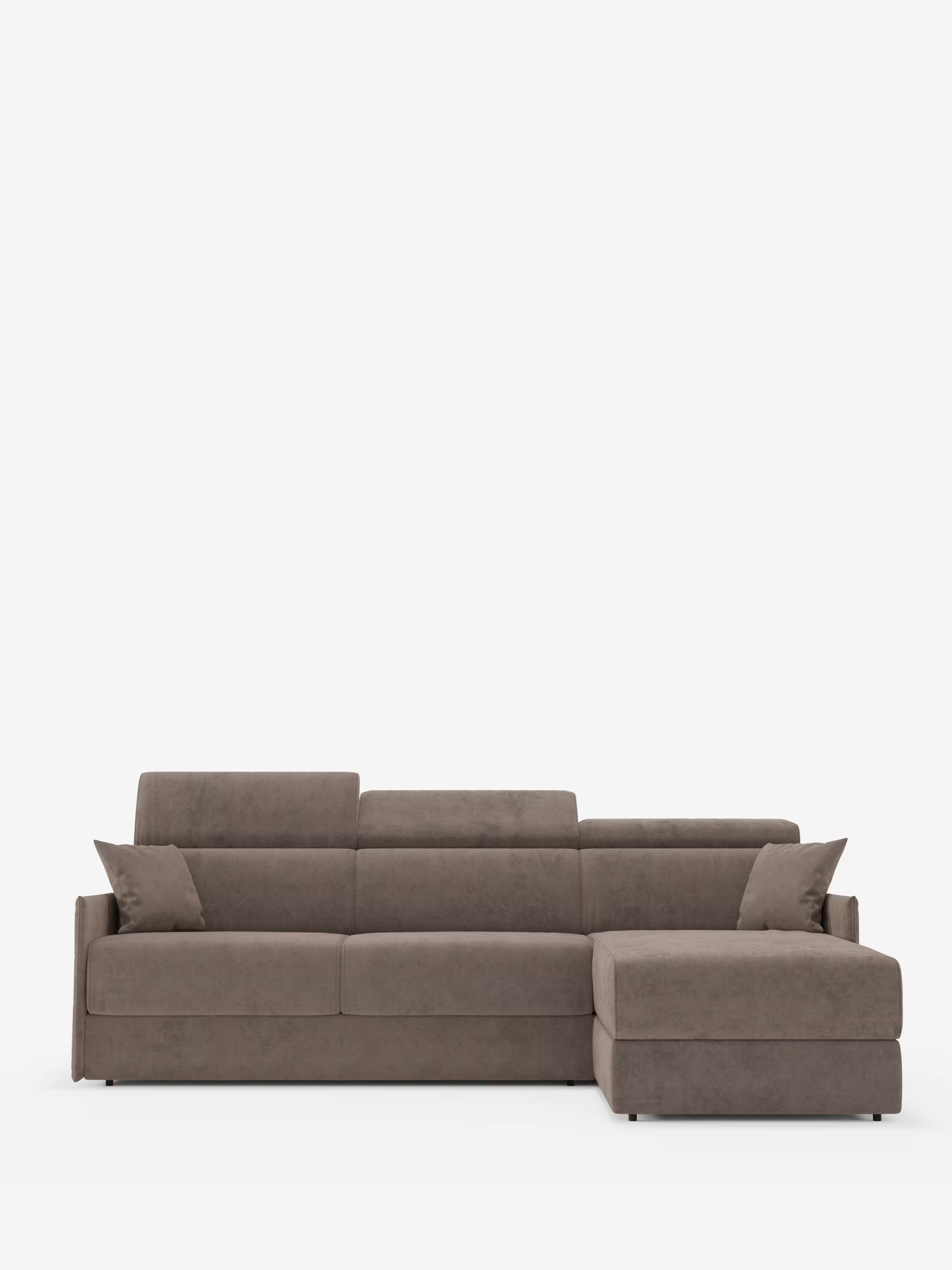 Miryam sofá cama esquinero compacto - reposacabezas reclinables y chaise longue con almacenaje en tejido antimanchas T31