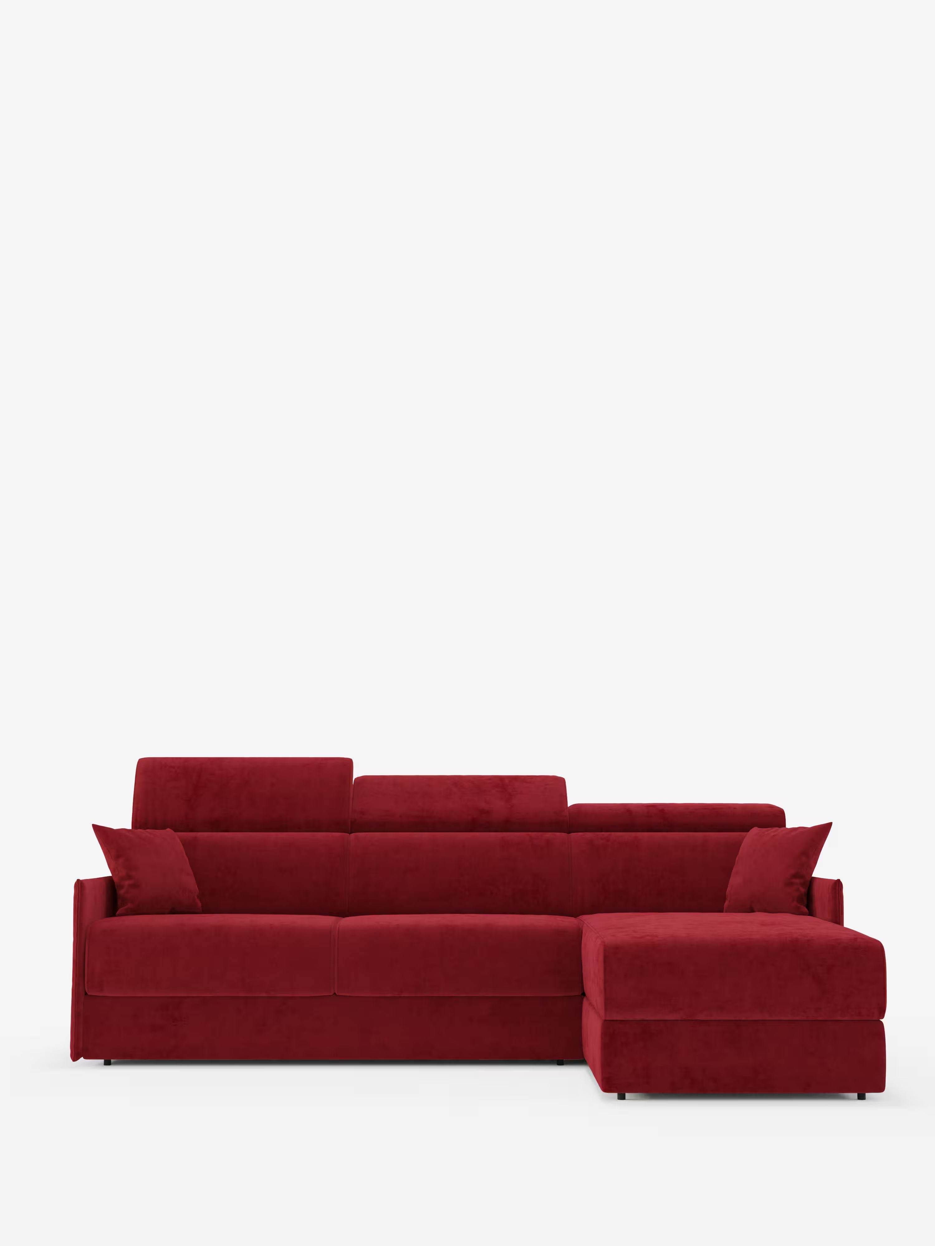 Miryam sofá cama esquinero compacto - reposacabezas reclinables y chaise longue con almacenaje en tejido antimanchas T31
