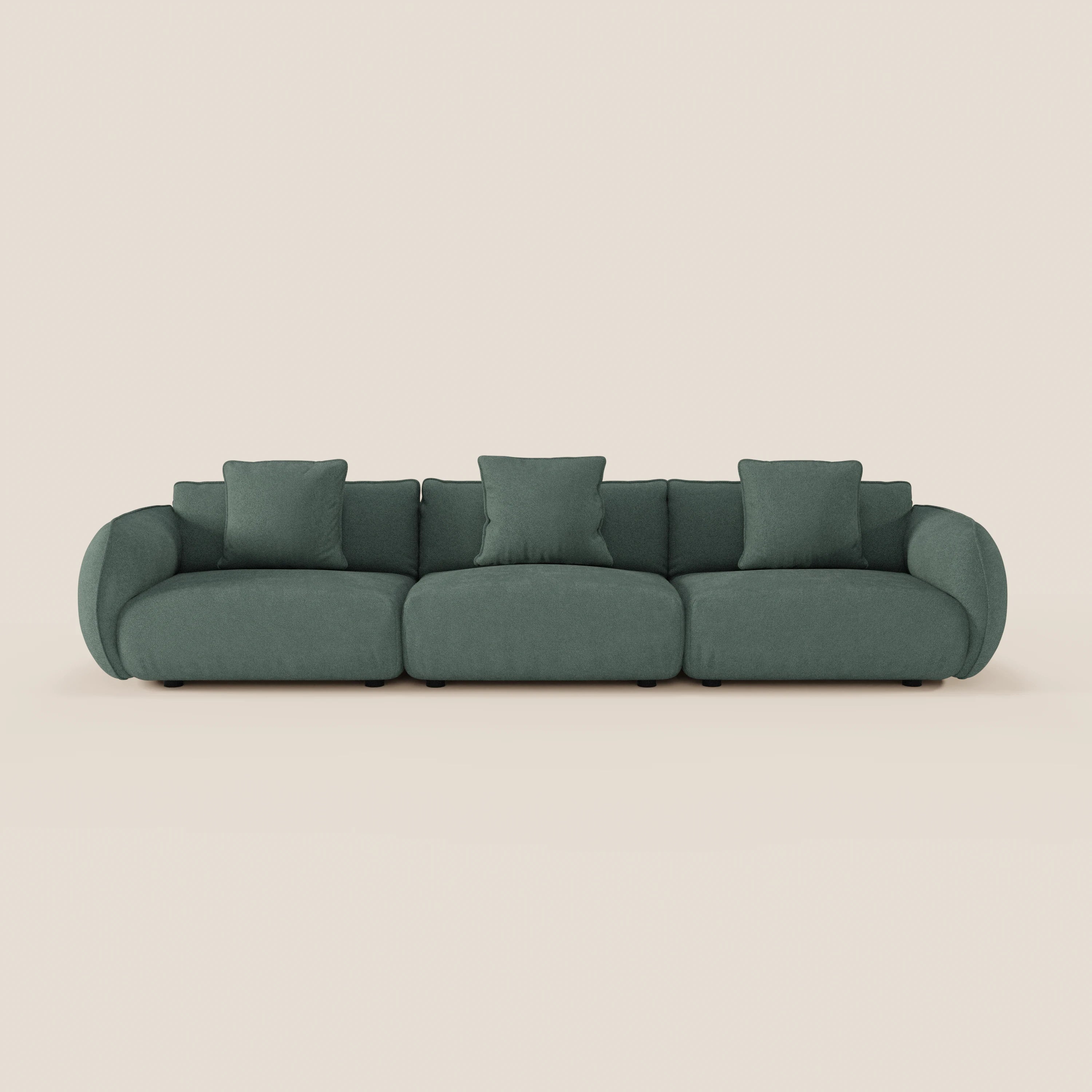 Nimbus divano lineare modulare a 3 sedute componibile in morbido tessuto T33 - divani.store
