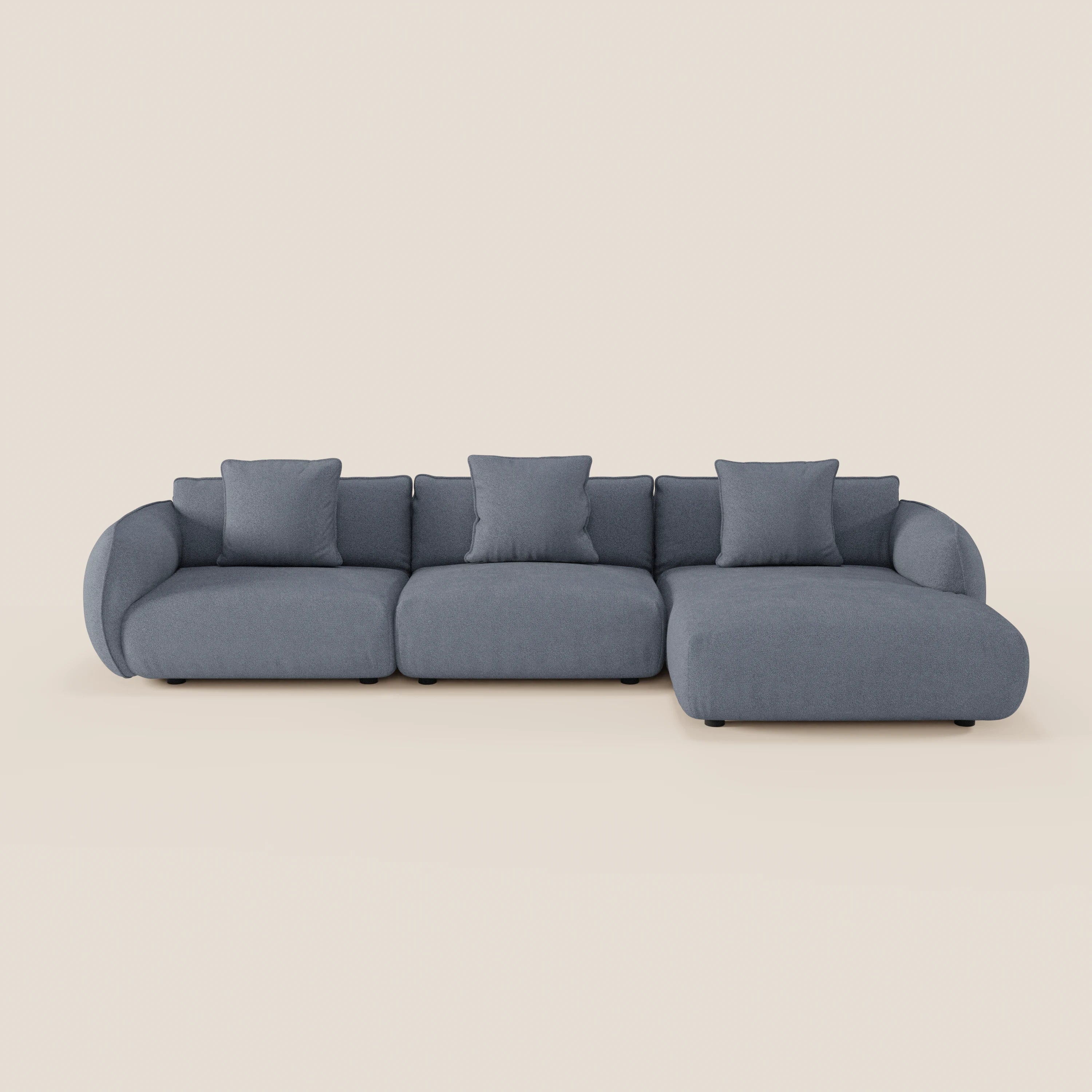 Nimbus divano con penisola componibile in morbido tessuto T33 - divani.store