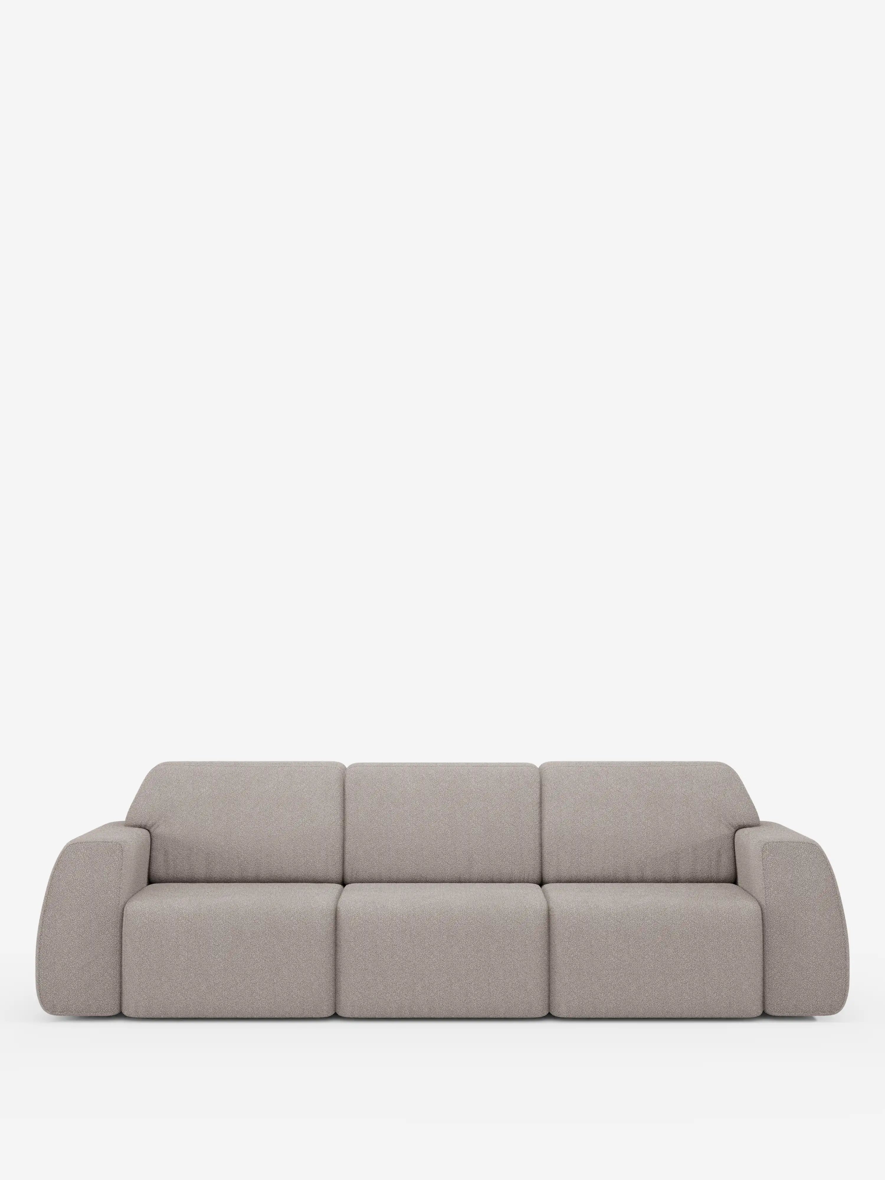 Orbit Sofa mit 3 verschiebbaren und ausziehbaren Sitzen aus schmutzabweisendem Stoff in Baumwolloptik T33