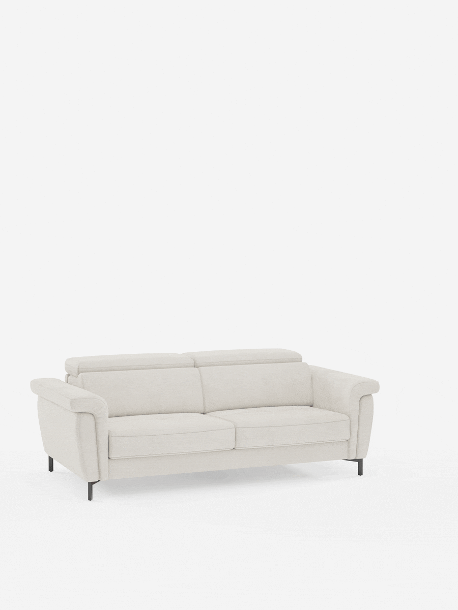 Capri divano letto di design con piedini alti - poggiatesta reclinabili in raffinato tessuto effetto velluto smacchiabile T30