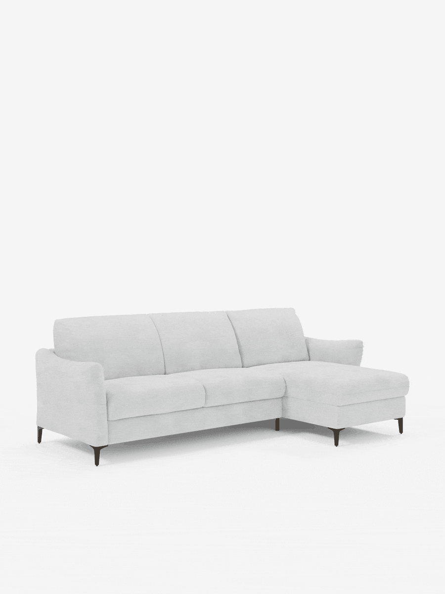Dalia divano letto con penisola contenitore e materasso alto 18 cm - piedini alti e tessuto smacchiabile T30
